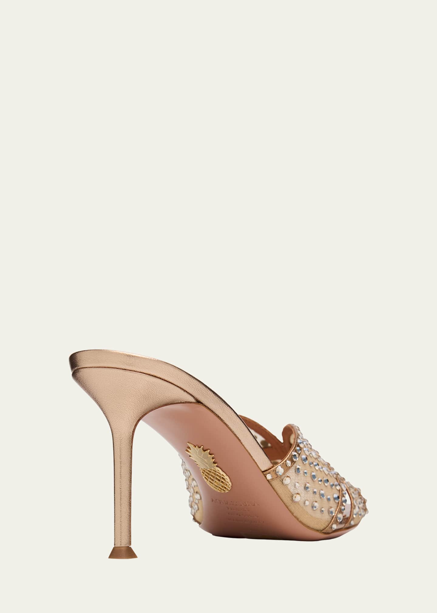 Aquazzura Lover Crystal Tulle Stiletto Slide Sandals Image 5 of 6