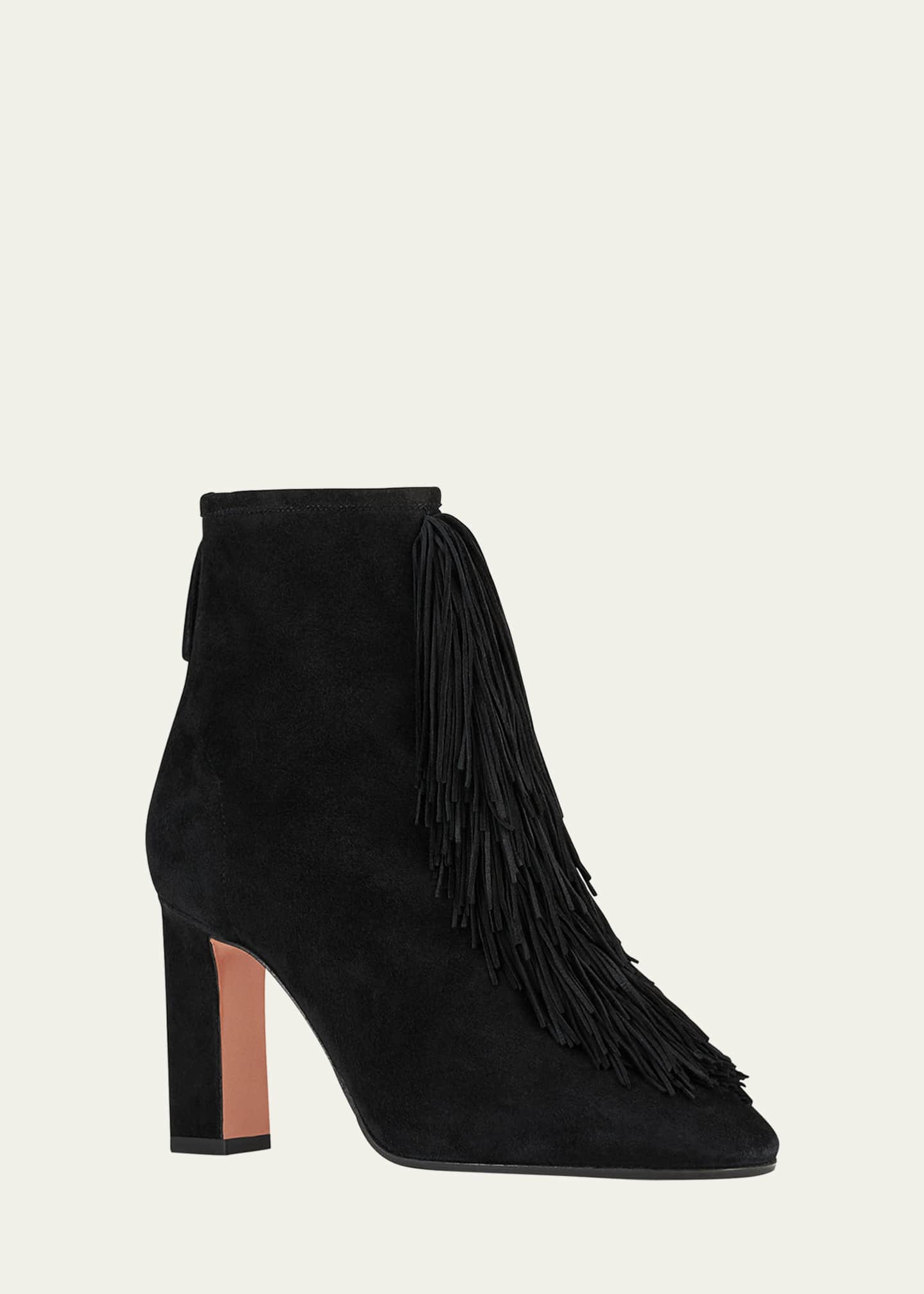 Aquazzura Gytane Fringe Suede Ankle Booties Image 3 of 5
