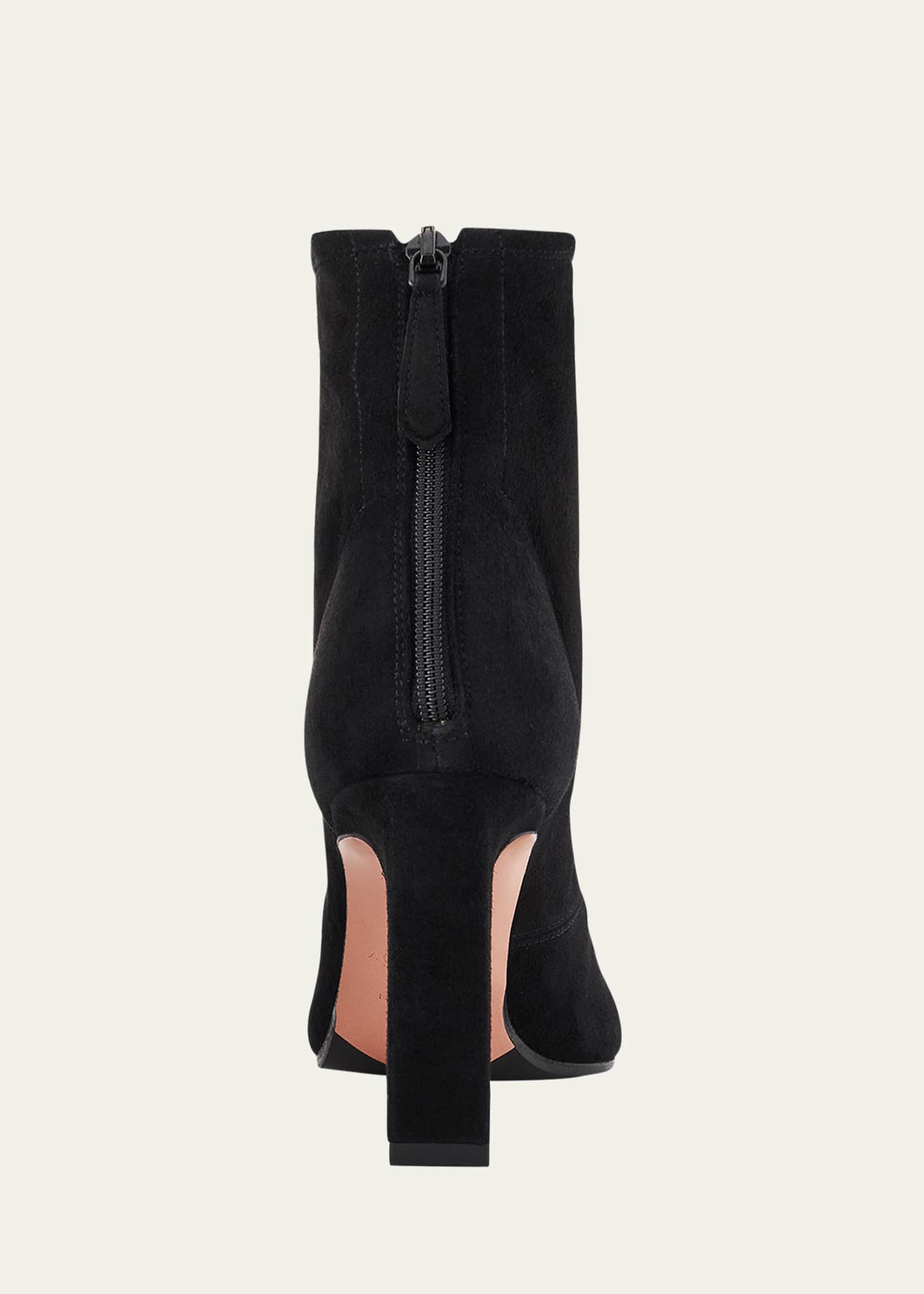 Aquazzura Gytane Fringe Suede Ankle Booties Image 4 of 5