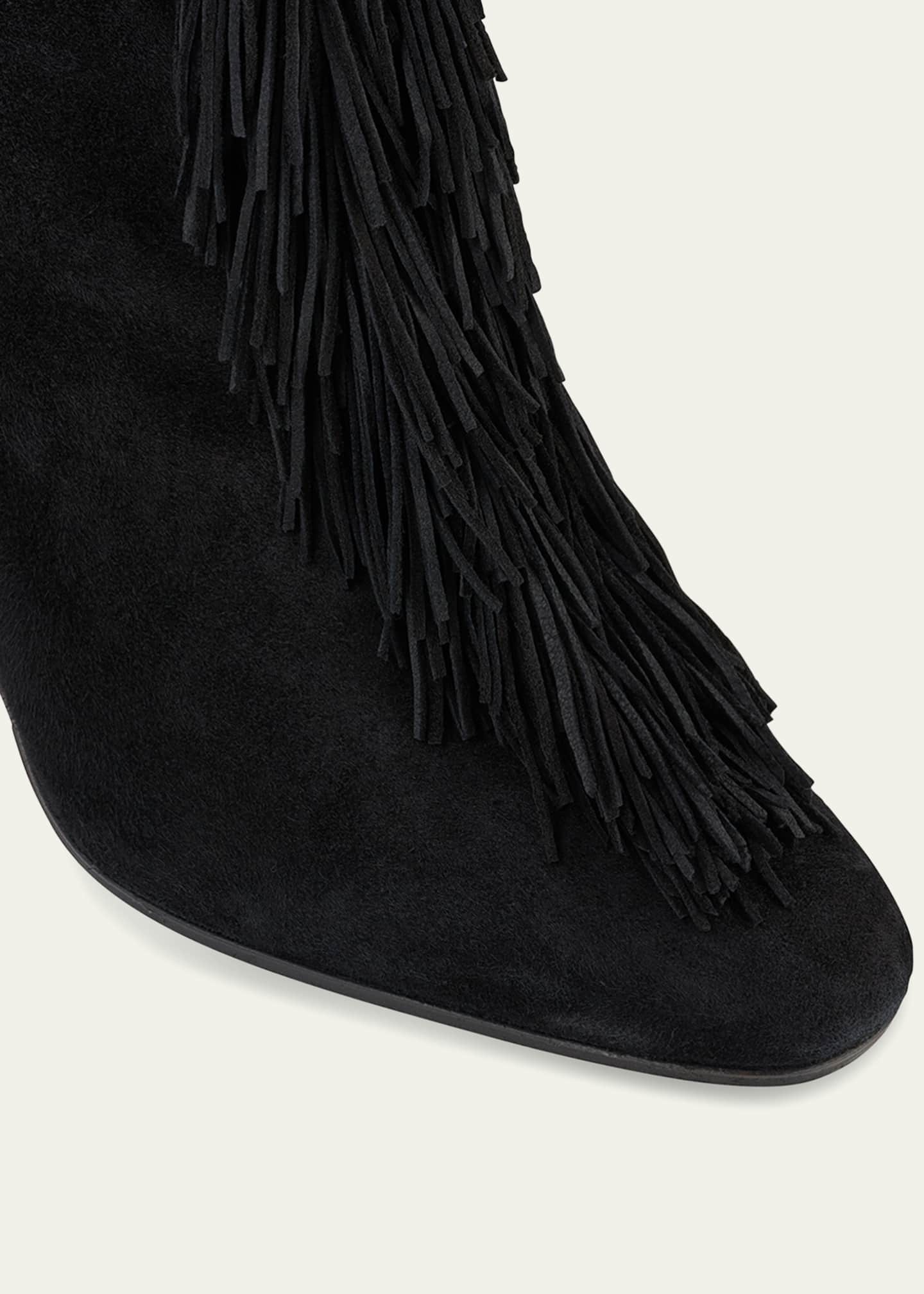 Aquazzura Gytane Fringe Suede Ankle Booties Image 5 of 5