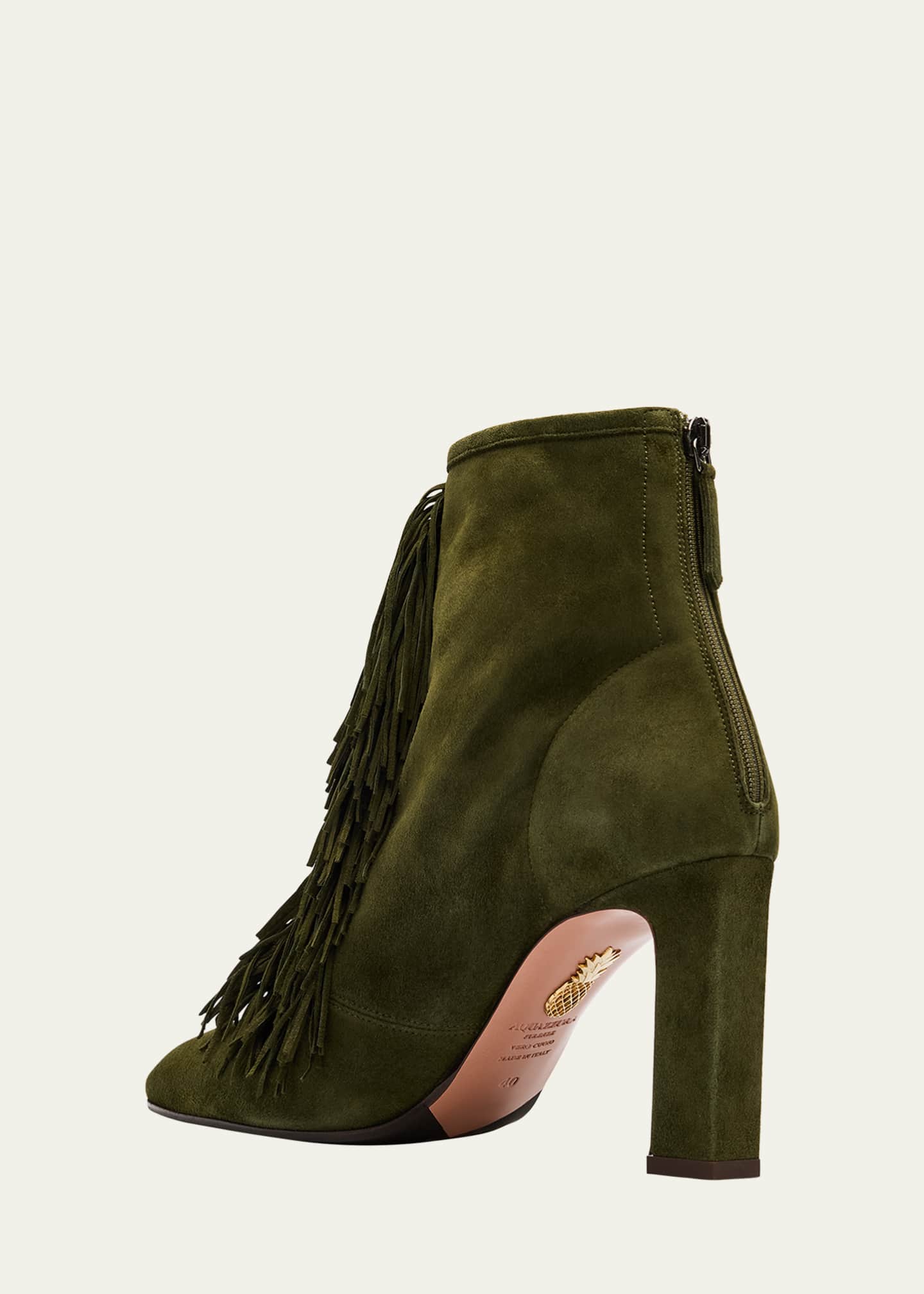 Aquazzura Gytane Suede Fringe Booties Image 4 of 6