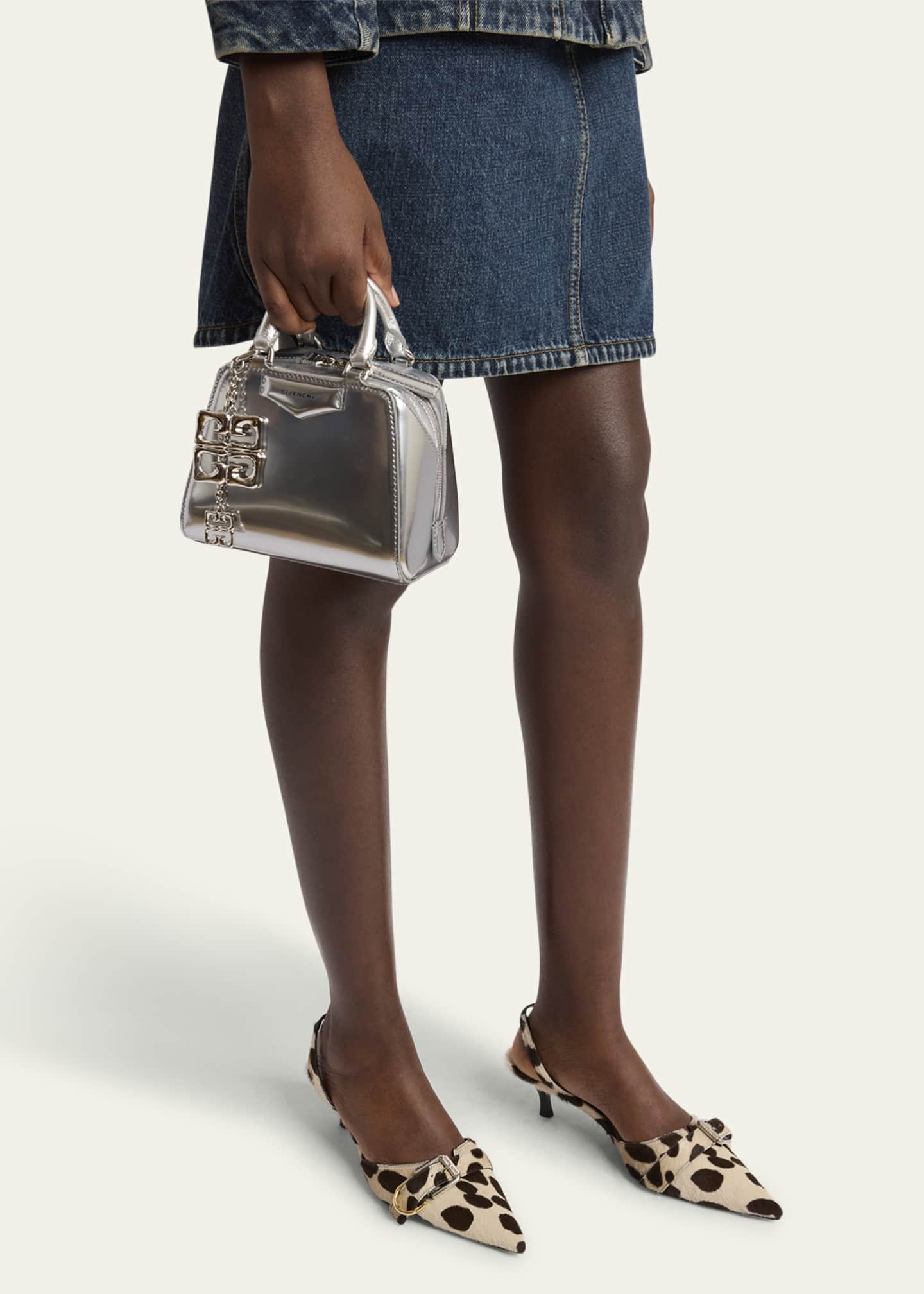 Givenchy Antigona Nano Cube Crossbody Bag in Metallic Leather Image 2 of 5
