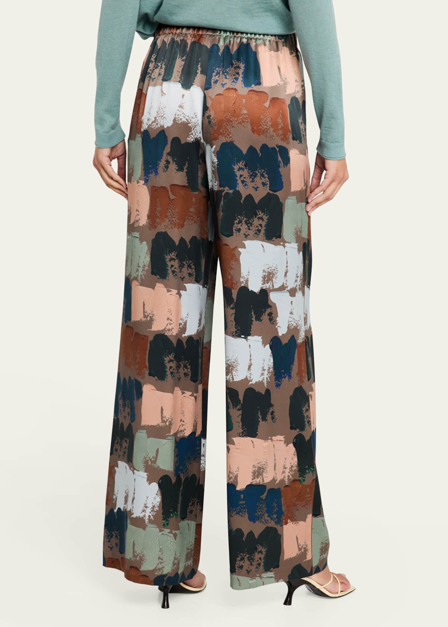 Lafayette 148 New York Riverside Paint Stroke-Print Silk Pants Image 3 of 5