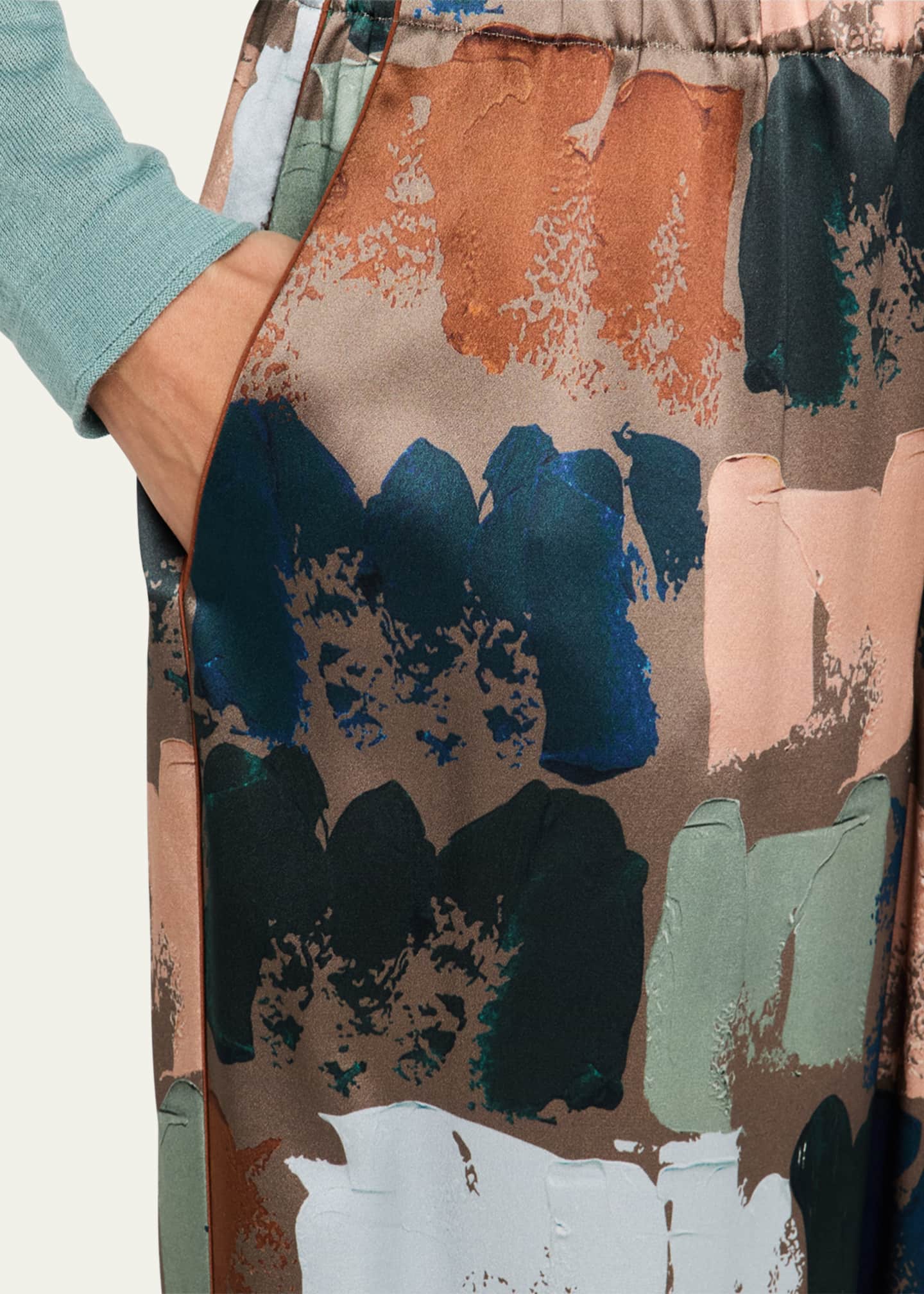 Lafayette 148 New York Riverside Paint Stroke-Print Silk Pants Image 5 of 5