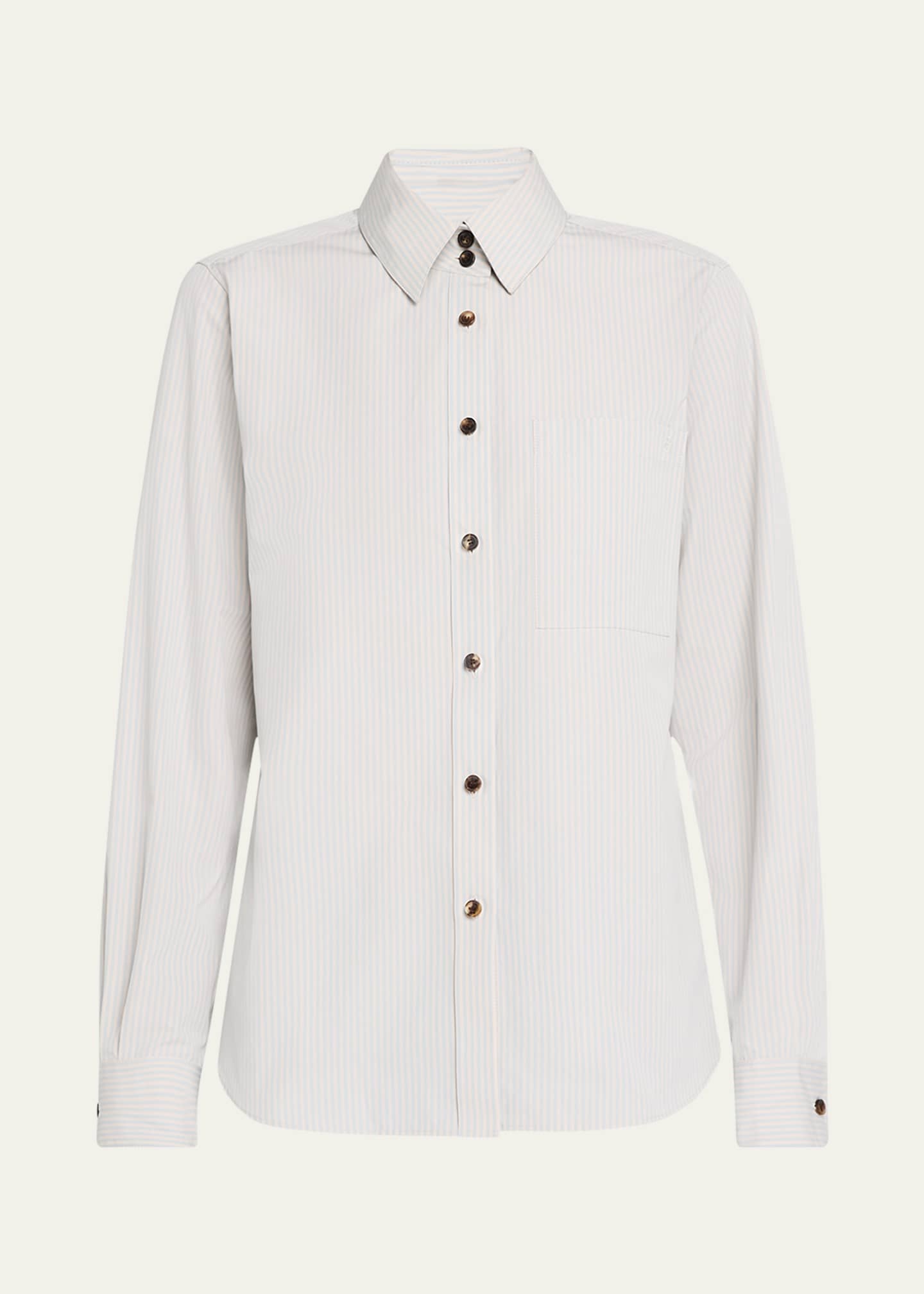 Lafayette 148 New York Button-Down Striped Cotton Shirt Image 1 of 5