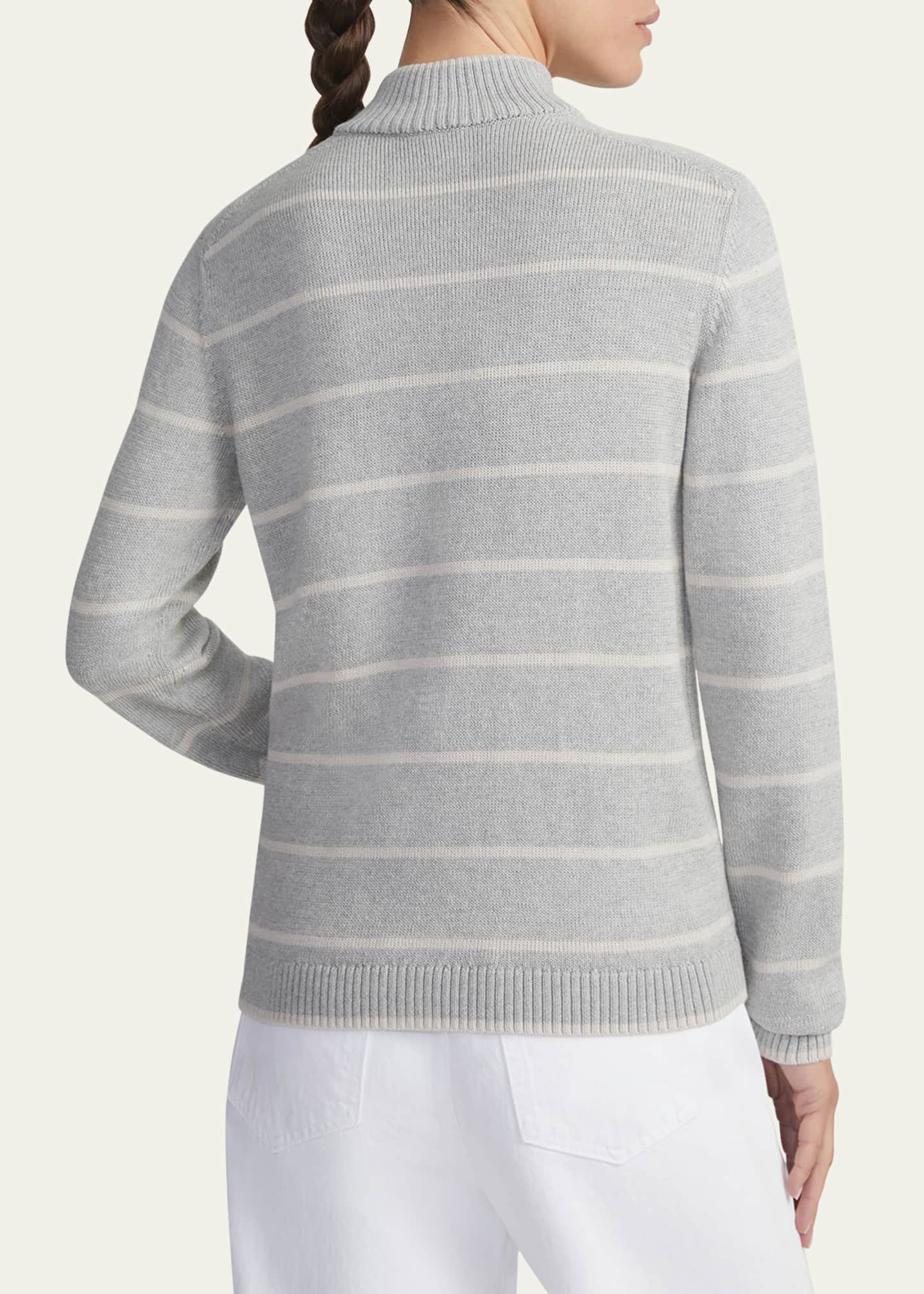 Lafayette 148 New York Striped Zip-Front Knit Jacket Image 3 of 5