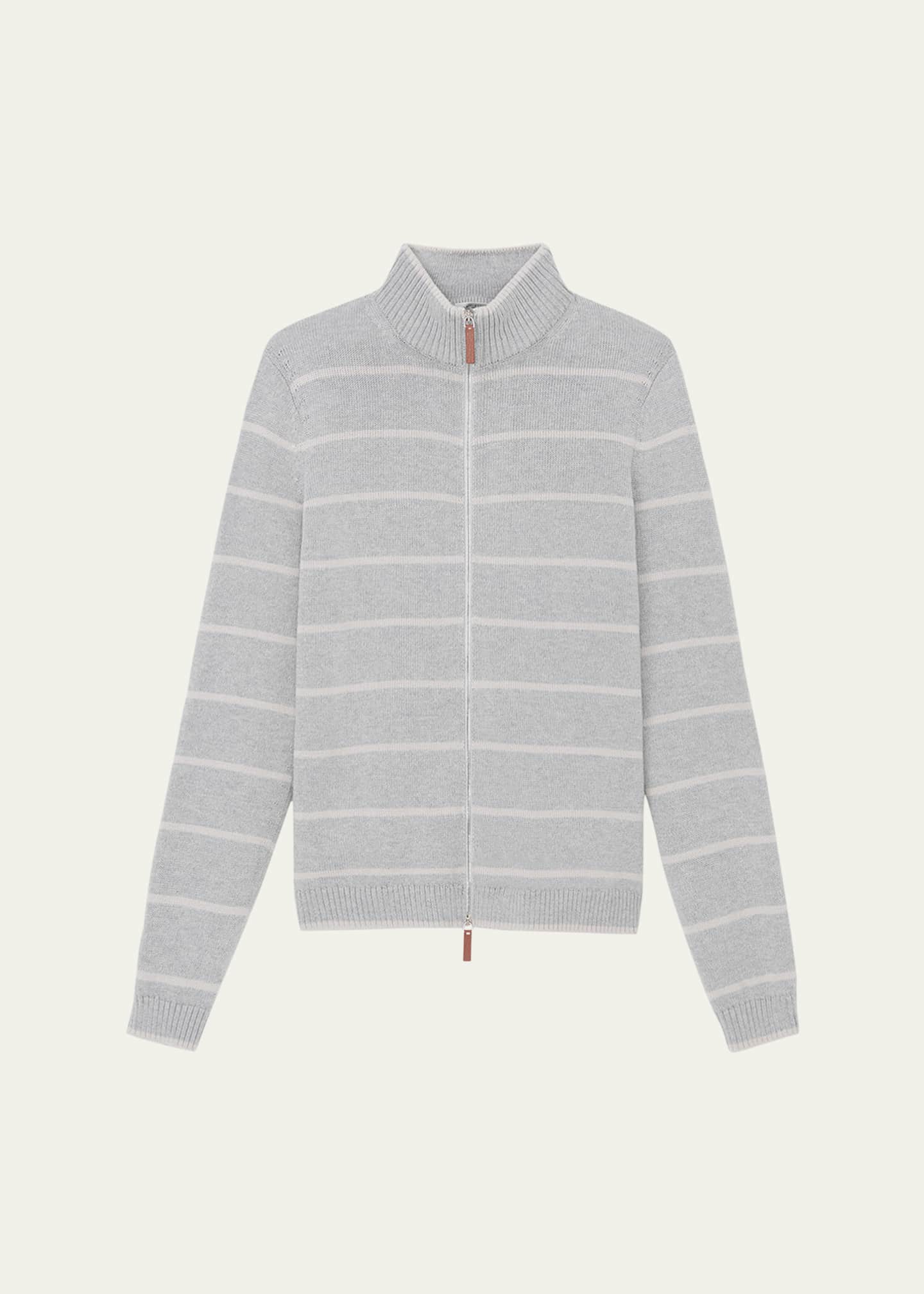 Lafayette 148 New York Striped Zip-Front Knit Jacket Image 1 of 5