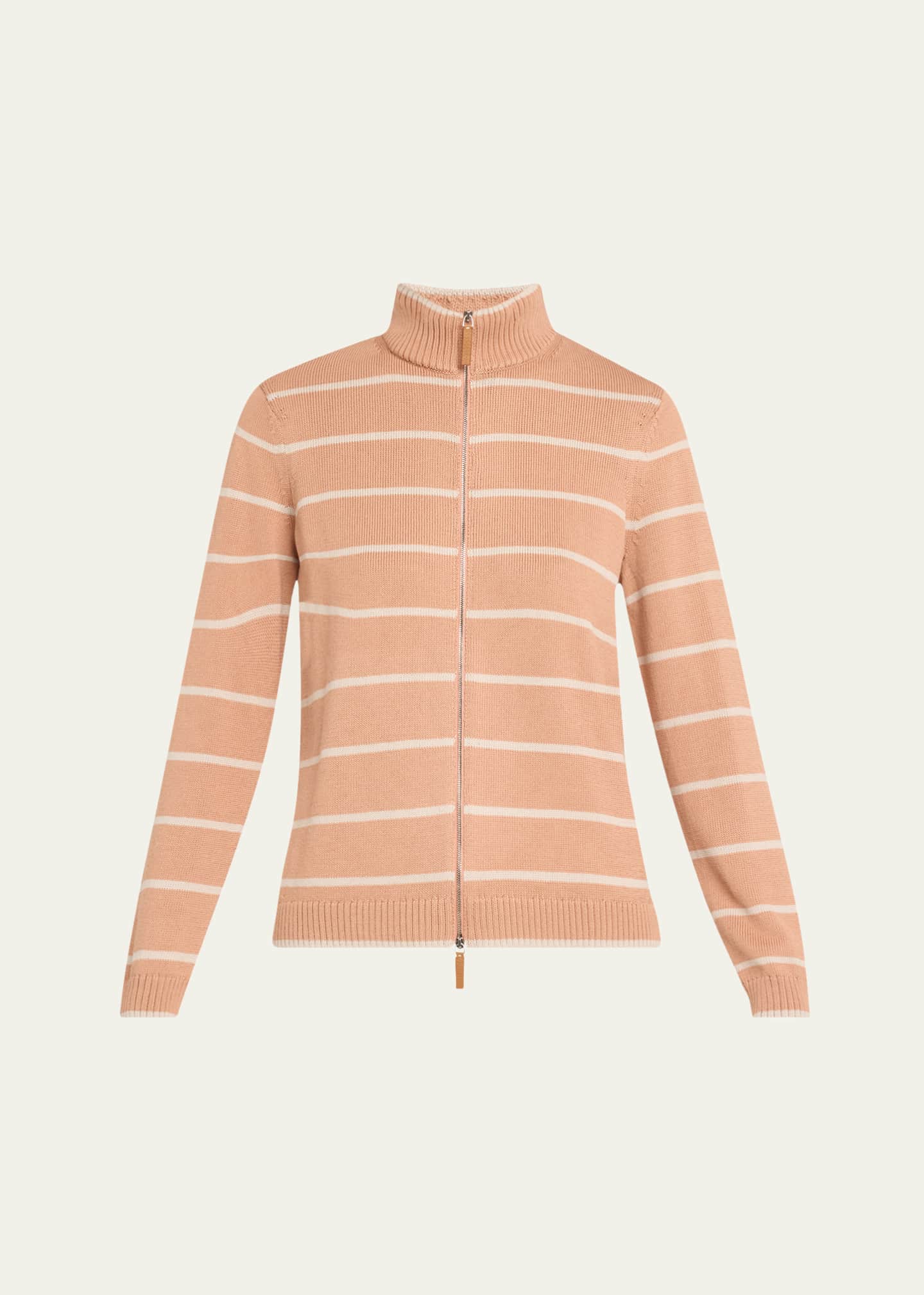 Lafayette 148 New York Striped Zip-Front Knit Jacket Image 1 of 5