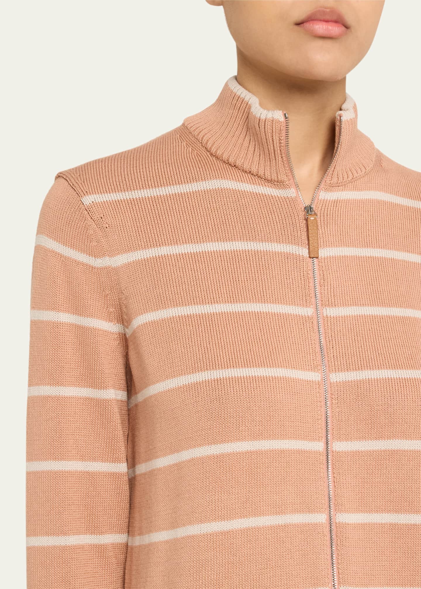 Lafayette 148 New York Striped Zip-Front Knit Jacket Image 5 of 5