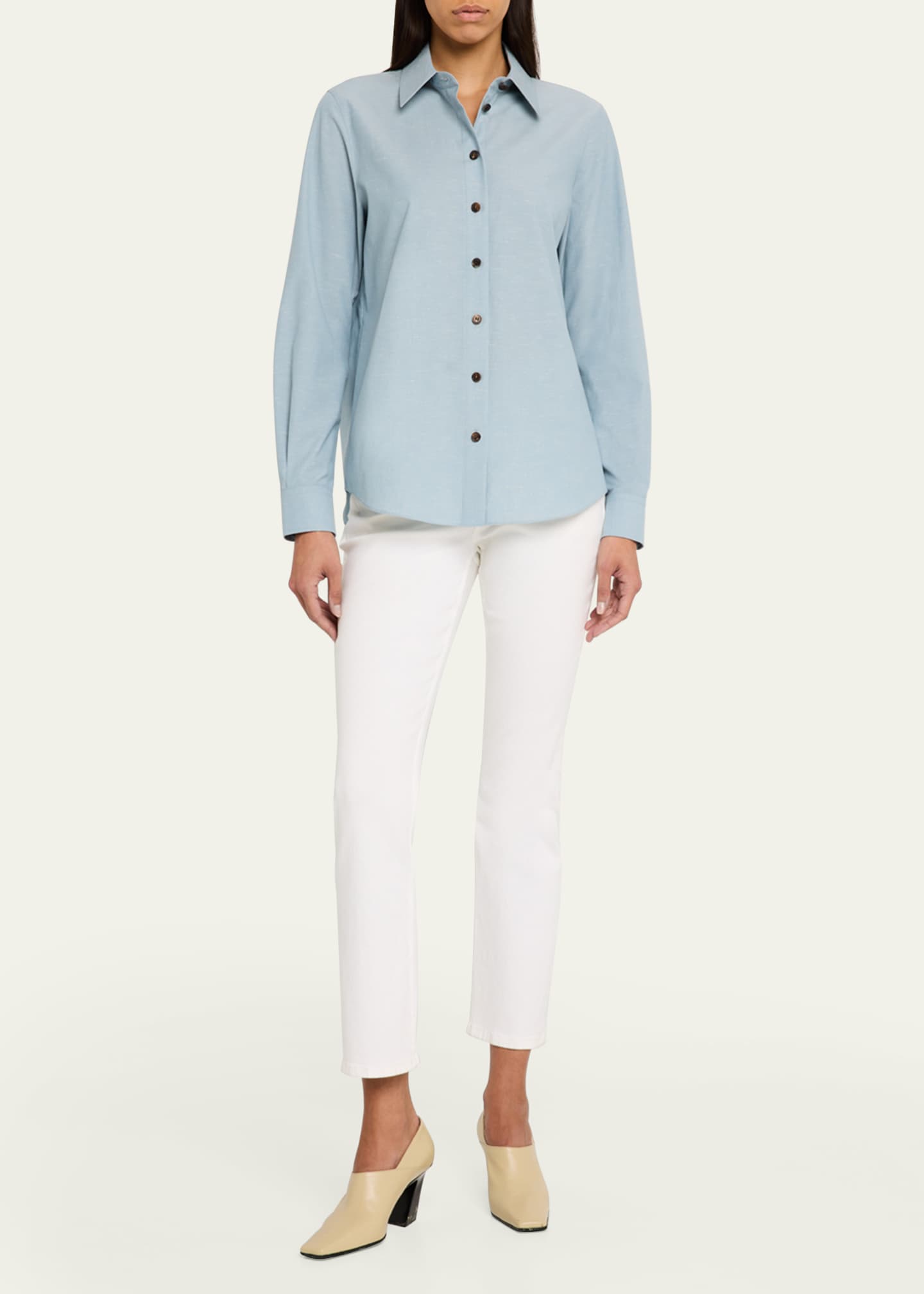 Lafayette 148 New York Button-Down Cotton Shirt Image 2 of 5