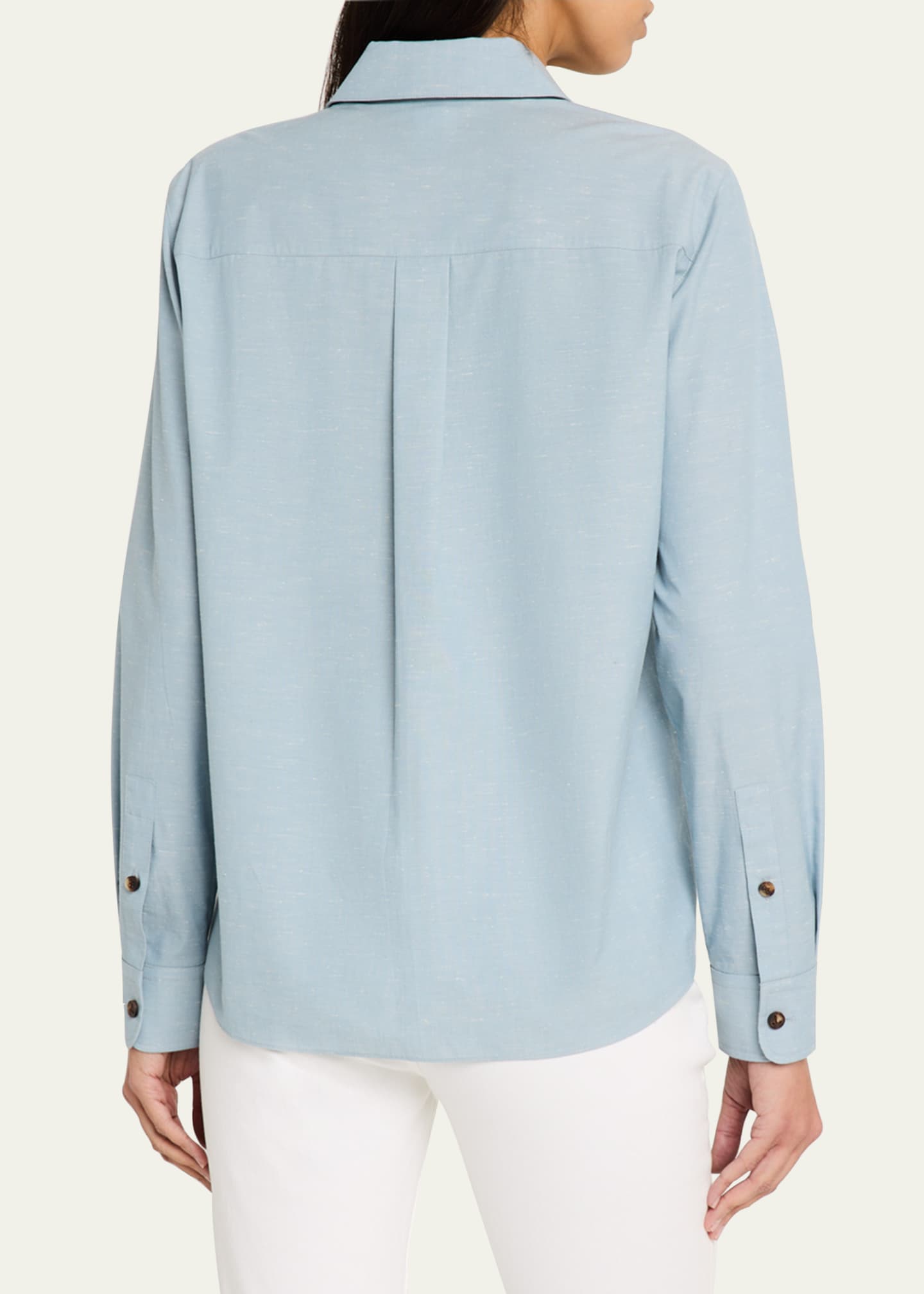 Lafayette 148 New York Button-Down Cotton Shirt Image 3 of 5