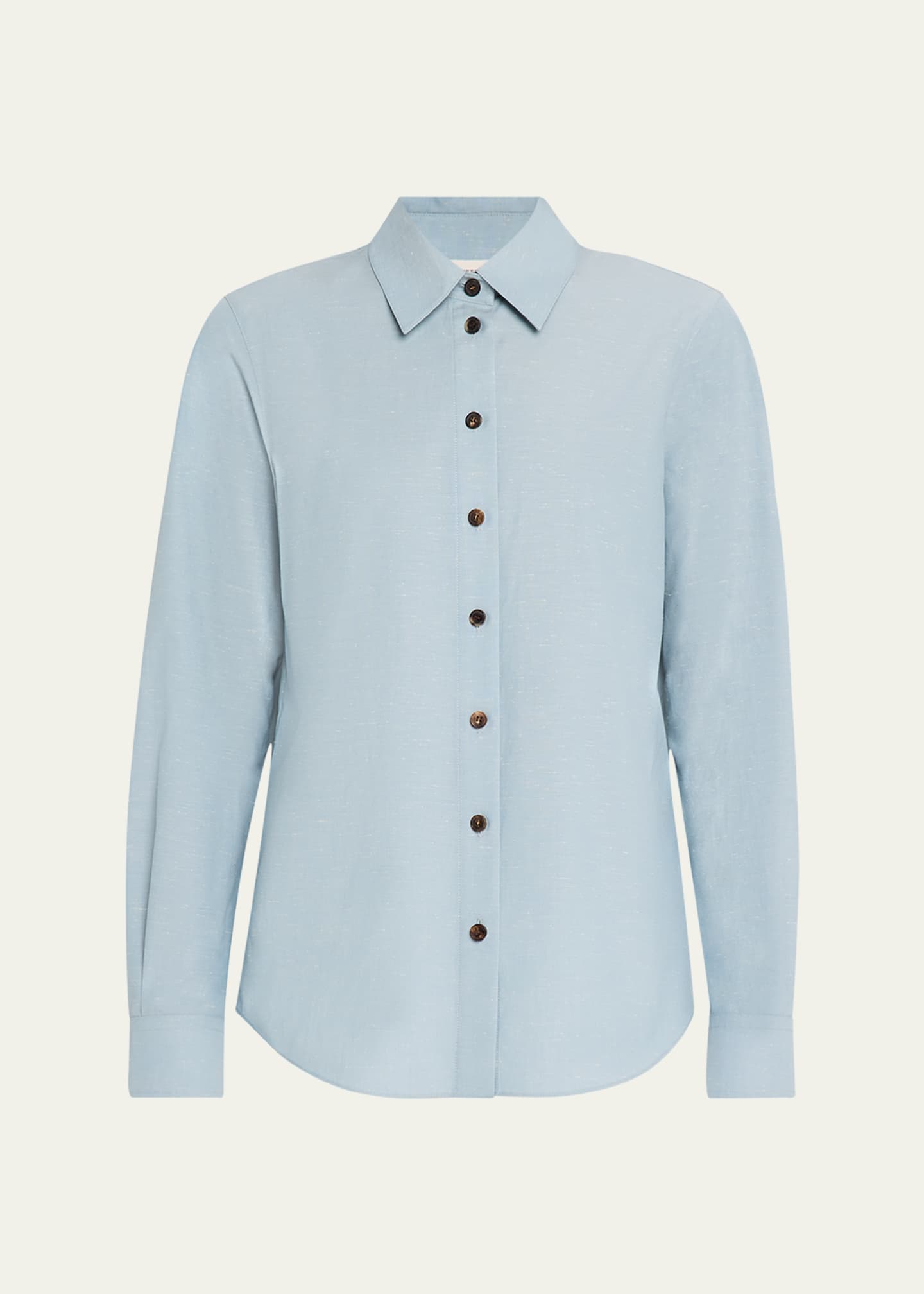 Lafayette 148 New York Button-Down Cotton Shirt Image 1 of 5