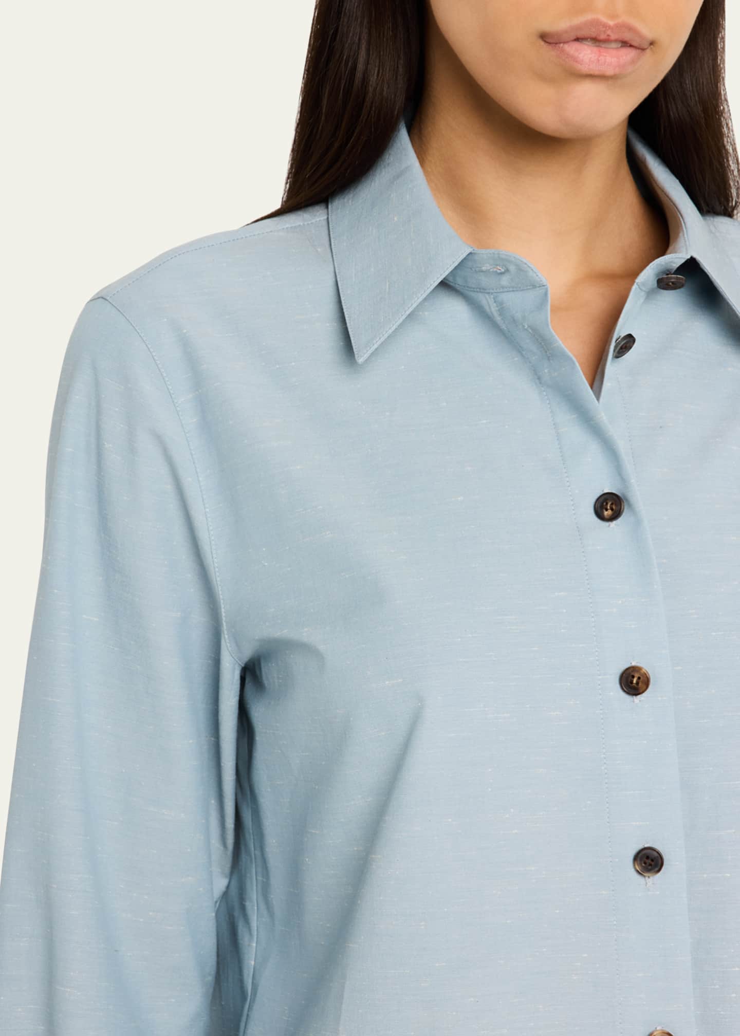 Lafayette 148 New York Button-Down Cotton Shirt Image 5 of 5