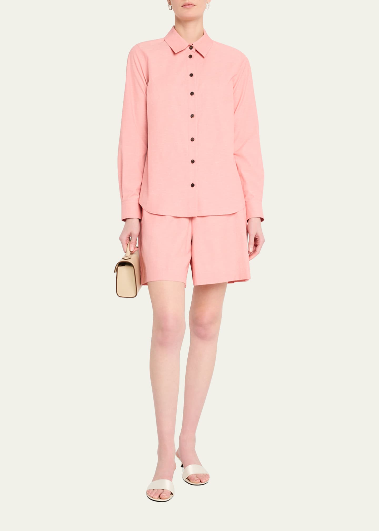 Lafayette 148 New York Button-Down Cotton Shirt Image 2 of 5