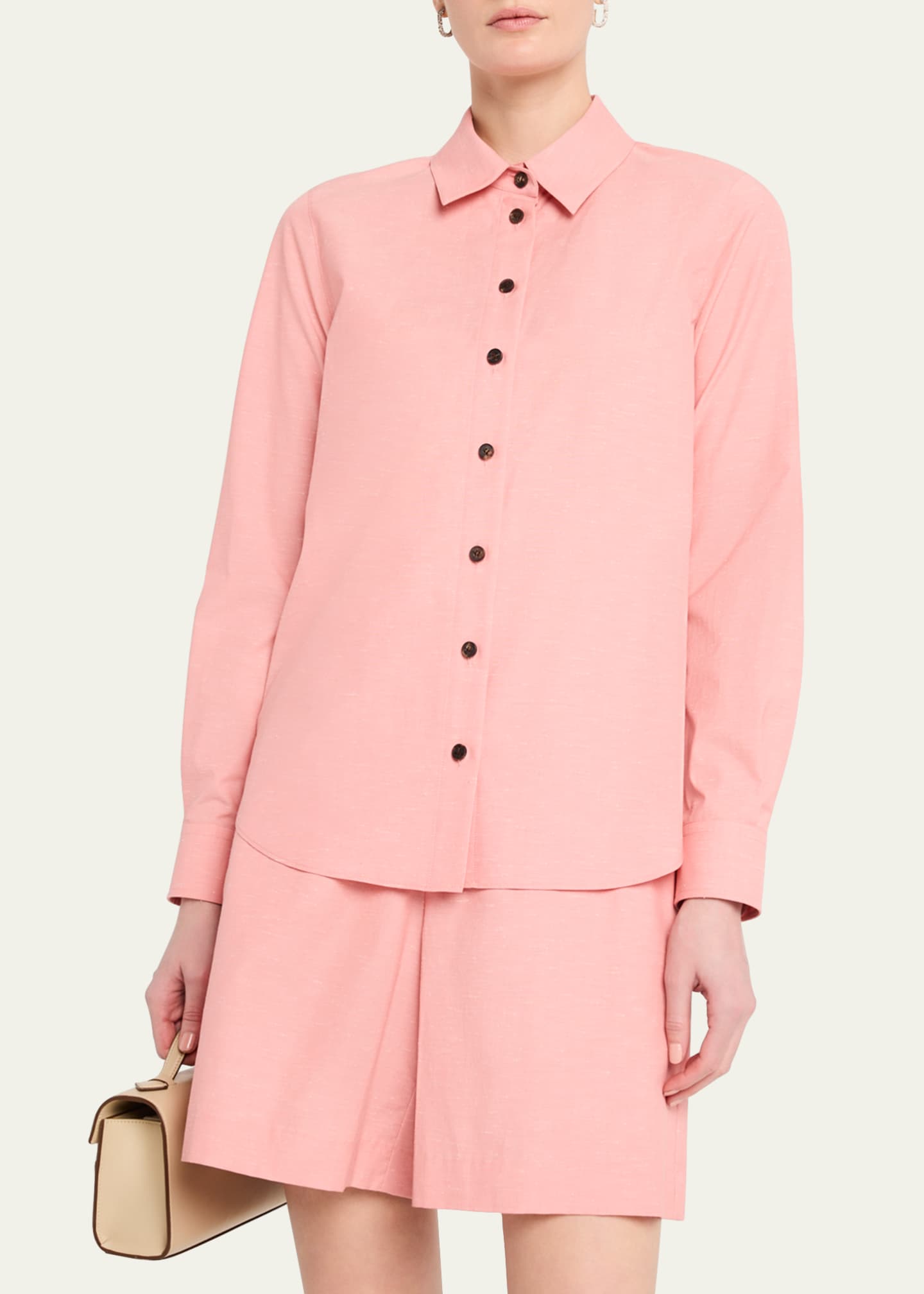 Lafayette 148 New York Button-Down Cotton Shirt Image 4 of 5