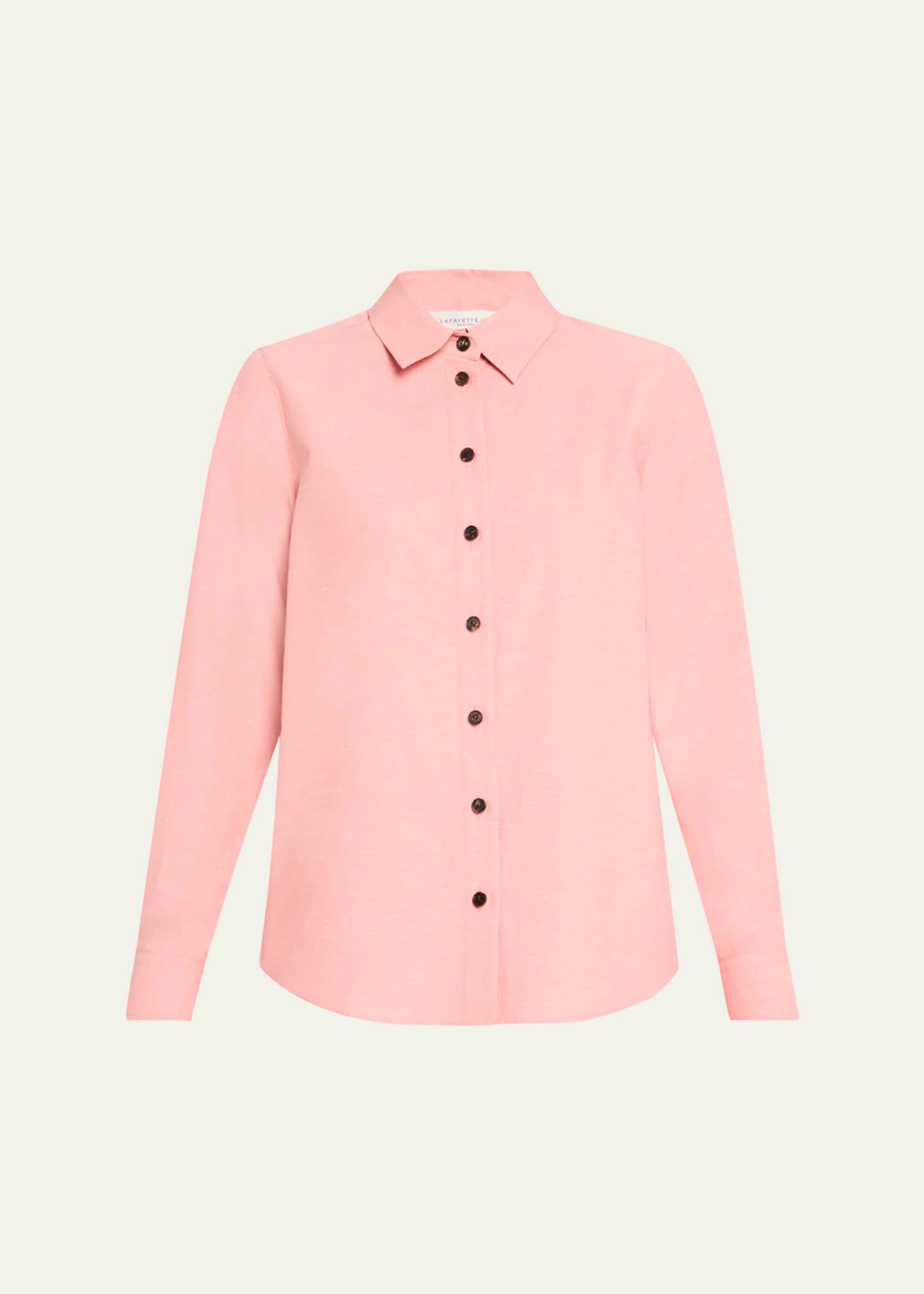 Lafayette 148 New York Button-Down Cotton Shirt Image 1 of 5