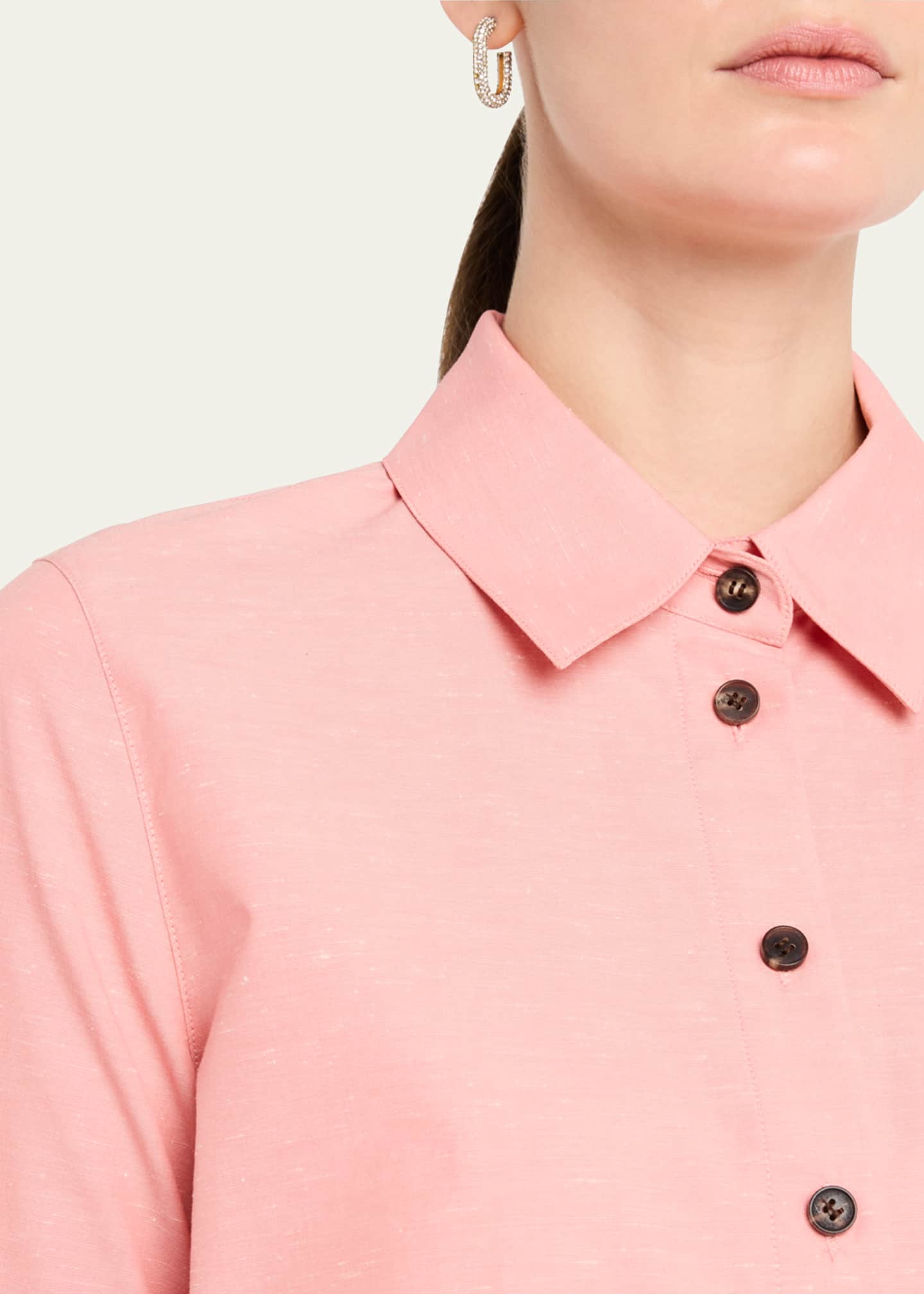 Lafayette 148 New York Button-Down Cotton Shirt Image 5 of 5