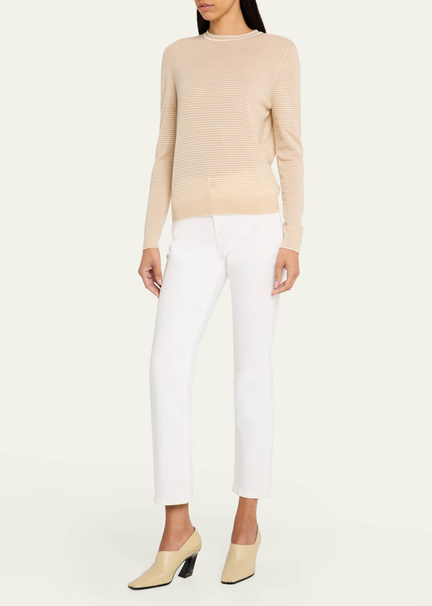 Lafayette 148 New York Striped Crewneck Cashmere Sweater - Bergdorf Goodman