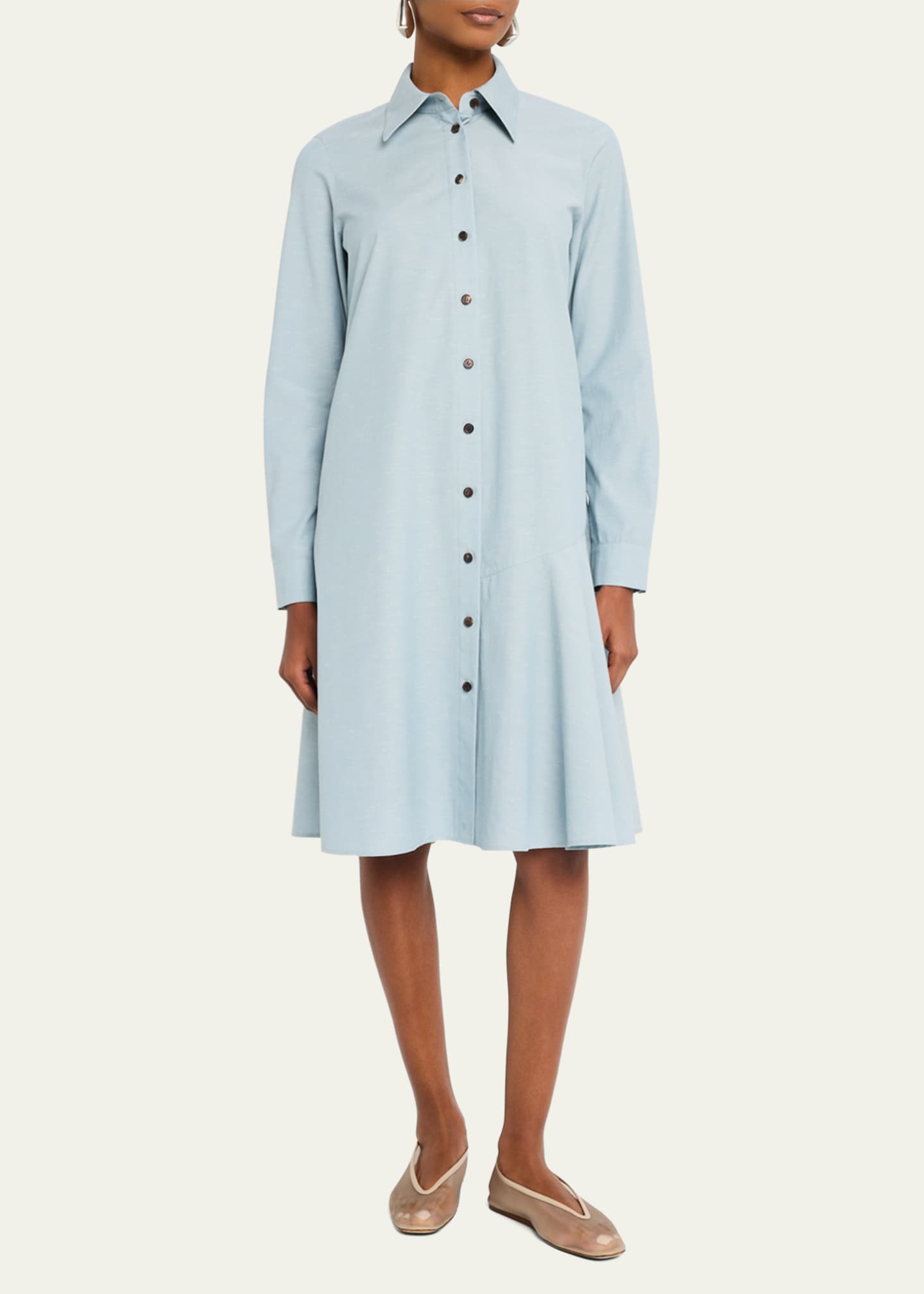Lafayette 148 New York Flounce Cotton Shirtdress Image 2 of 5