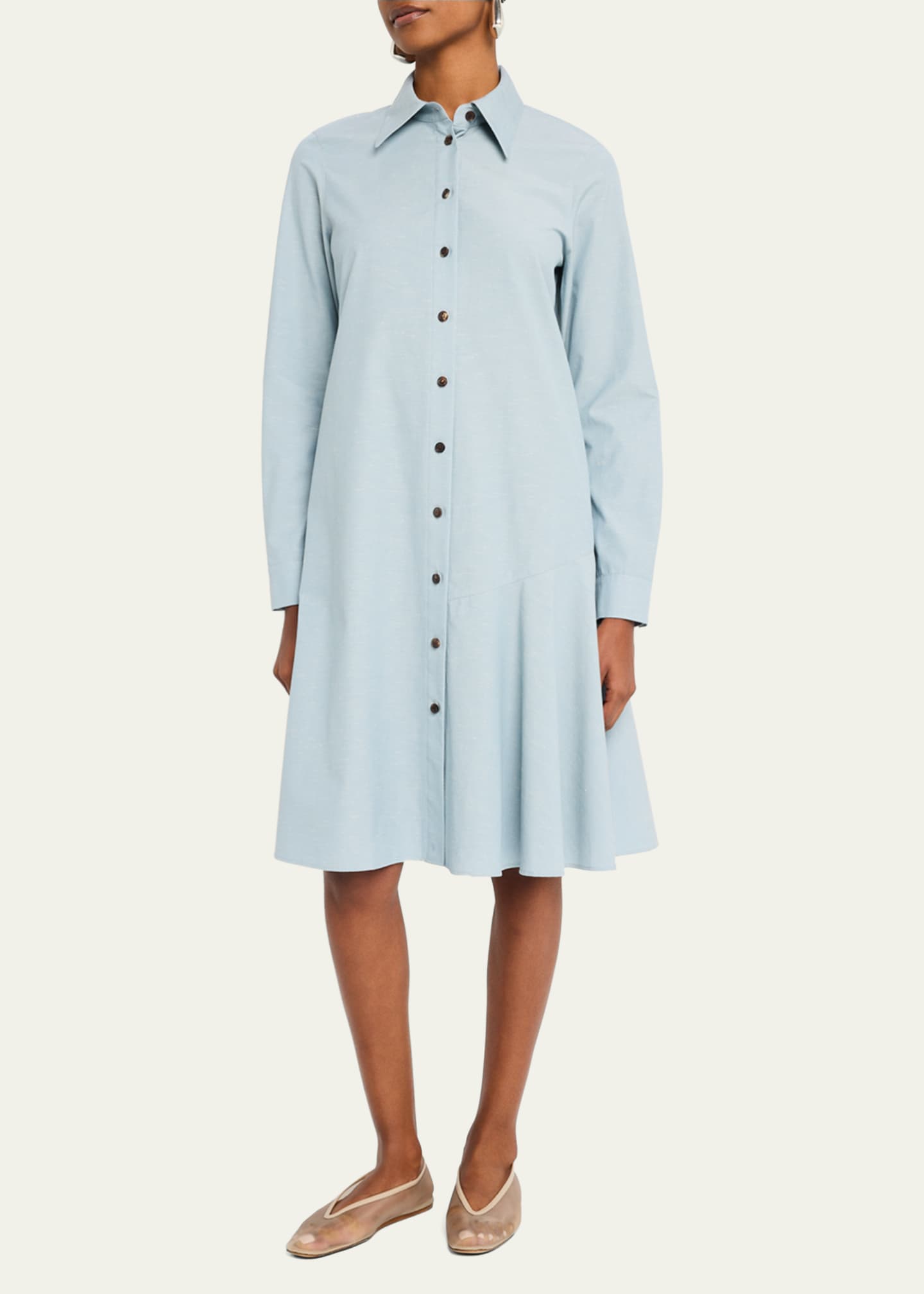 Lafayette 148 New York Flounce Cotton Shirtdress Image 4 of 5