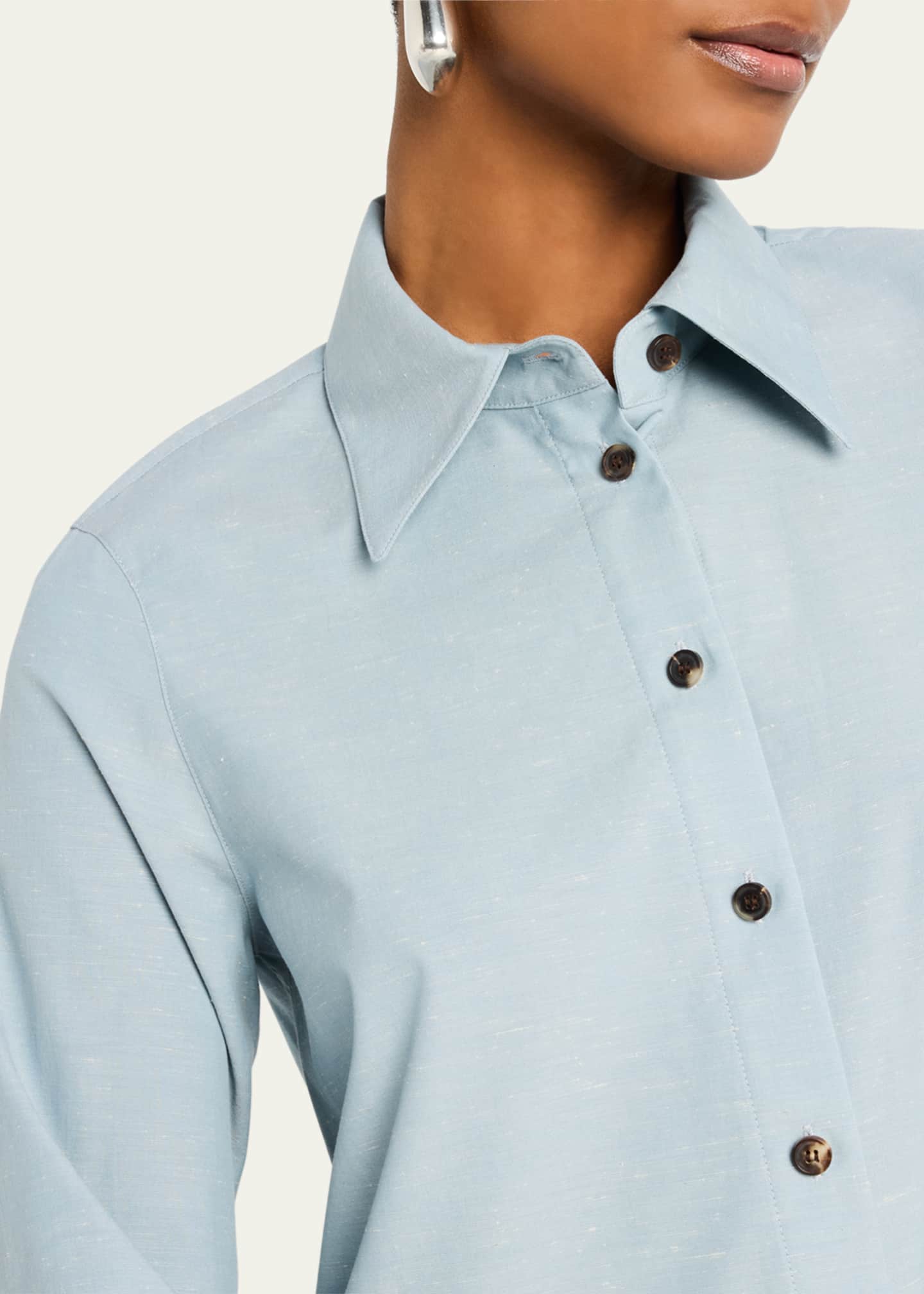 Lafayette 148 New York Flounce Cotton Shirtdress Image 5 of 5