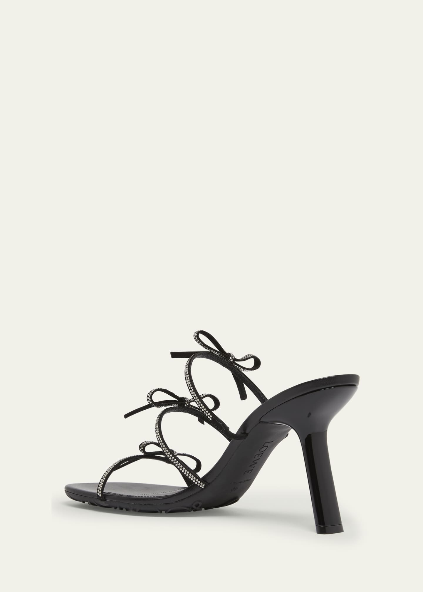 Loewe Petal Leather Crystal Bow Strappy Sandals Image 4 of 6