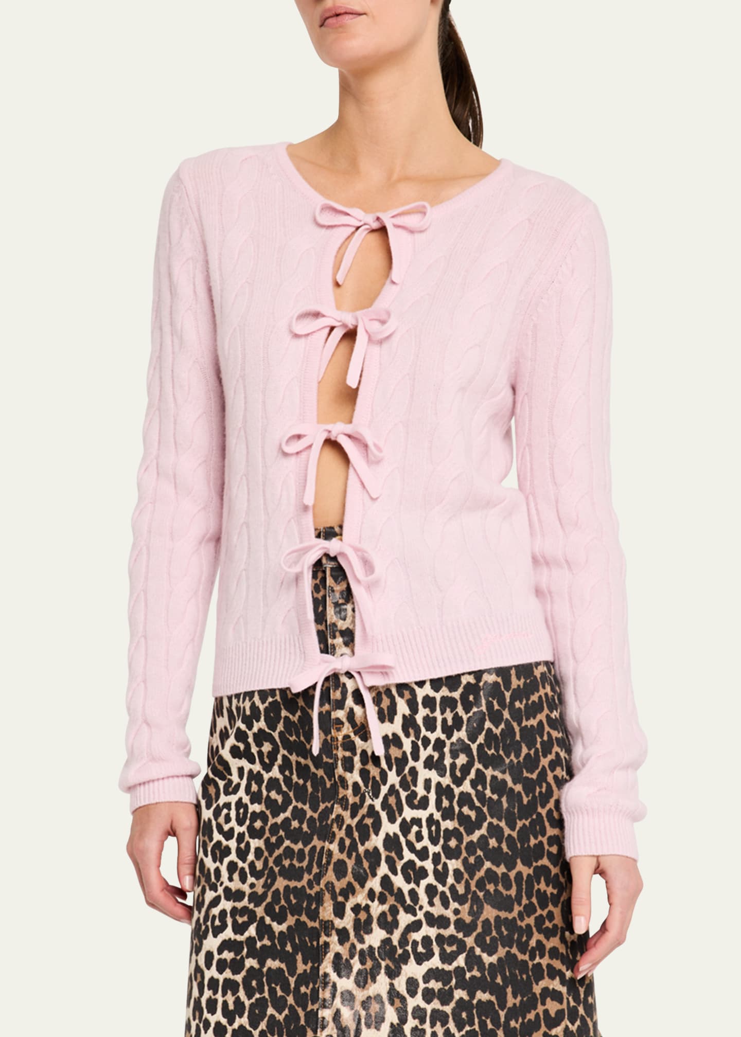 Ganni Cashmere Mix Tie-Front Cardigan Image 4 of 5