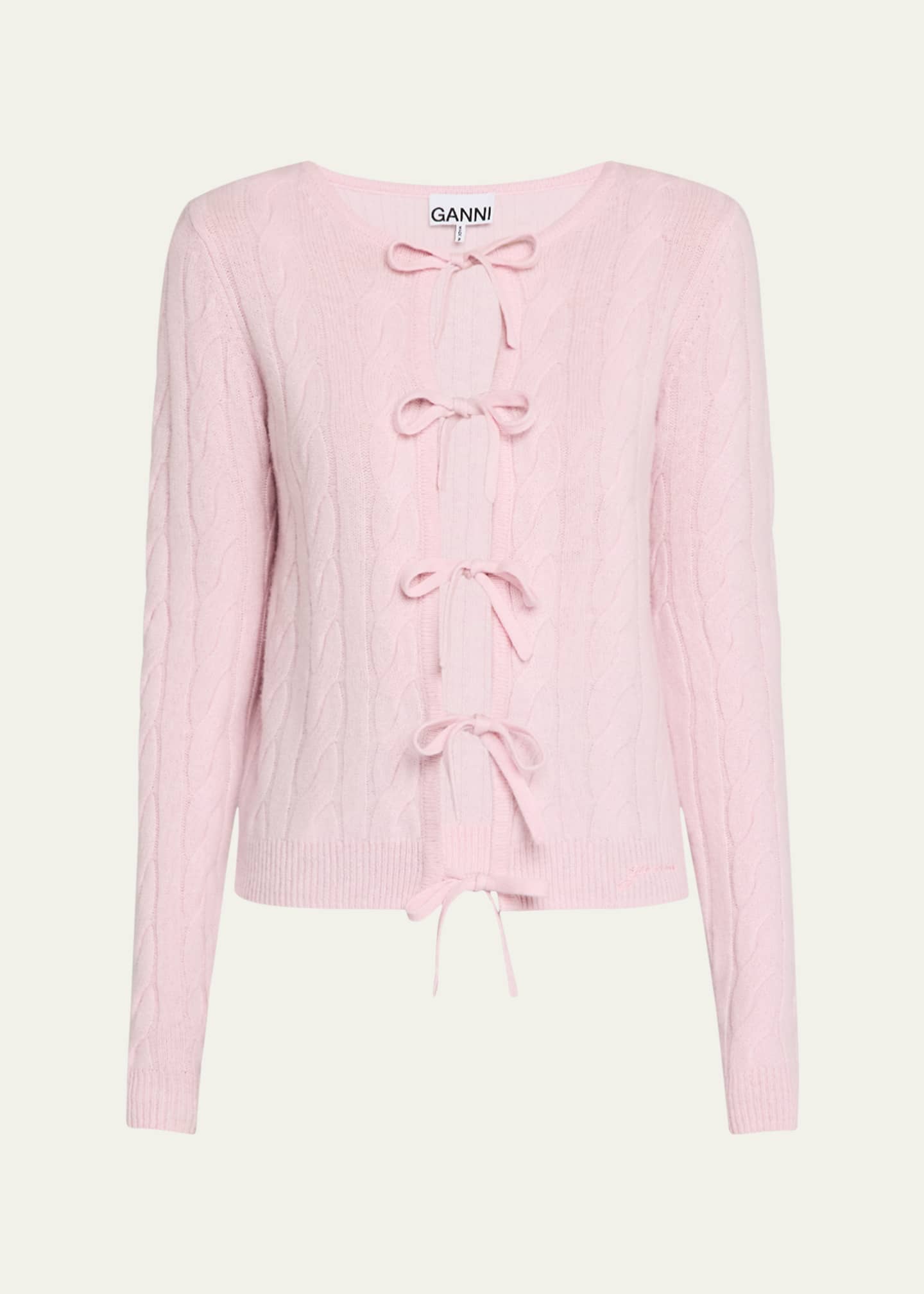 Ganni Cashmere Mix Tie-Front Cardigan Image 1 of 5