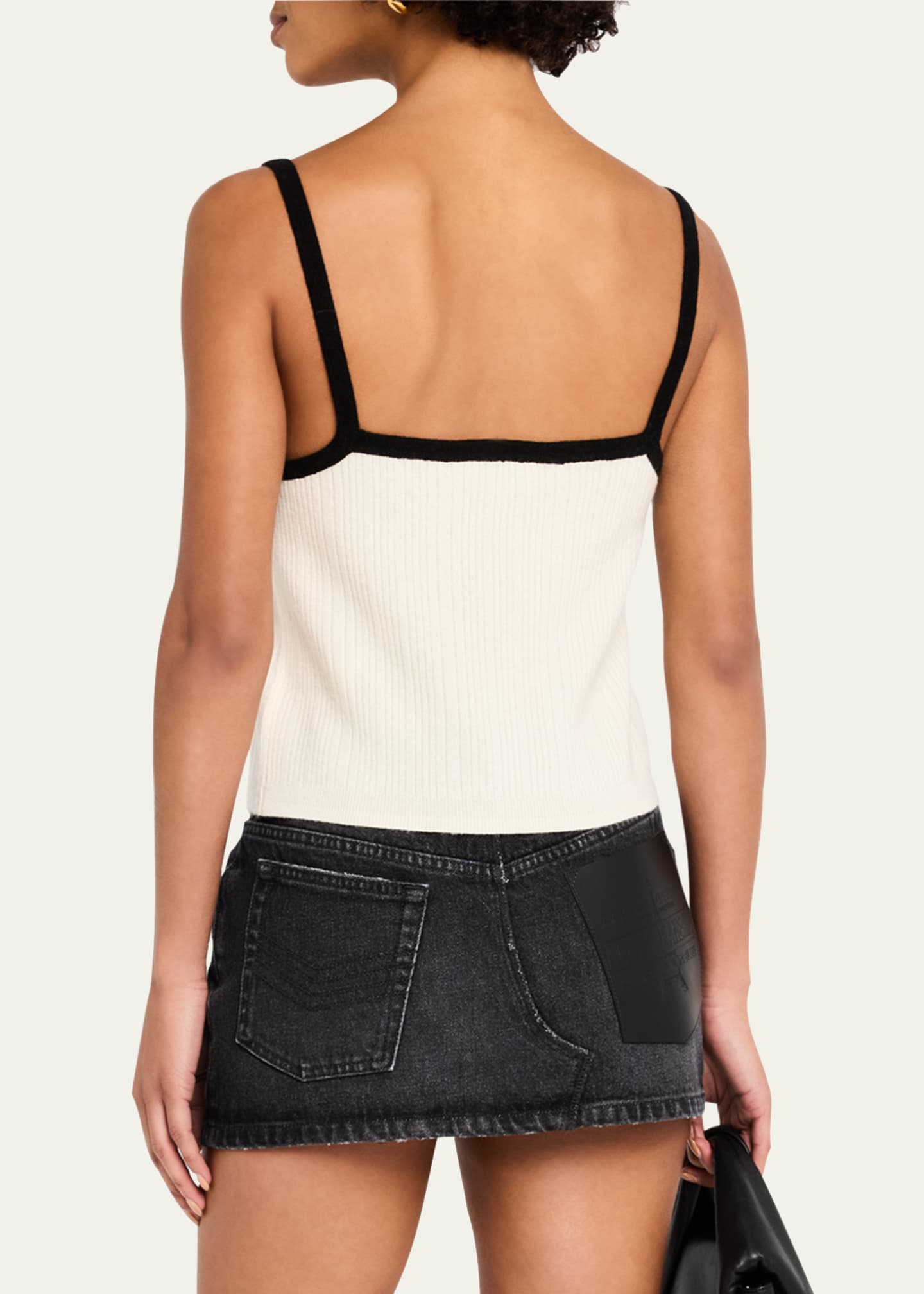 Ganni Cashmere Mix Bow Strap Top Image 3 of 5