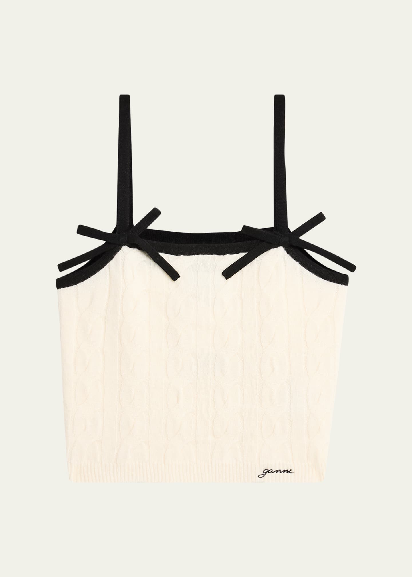 Ganni Cashmere Mix Bow Strap Top Image 1 of 5