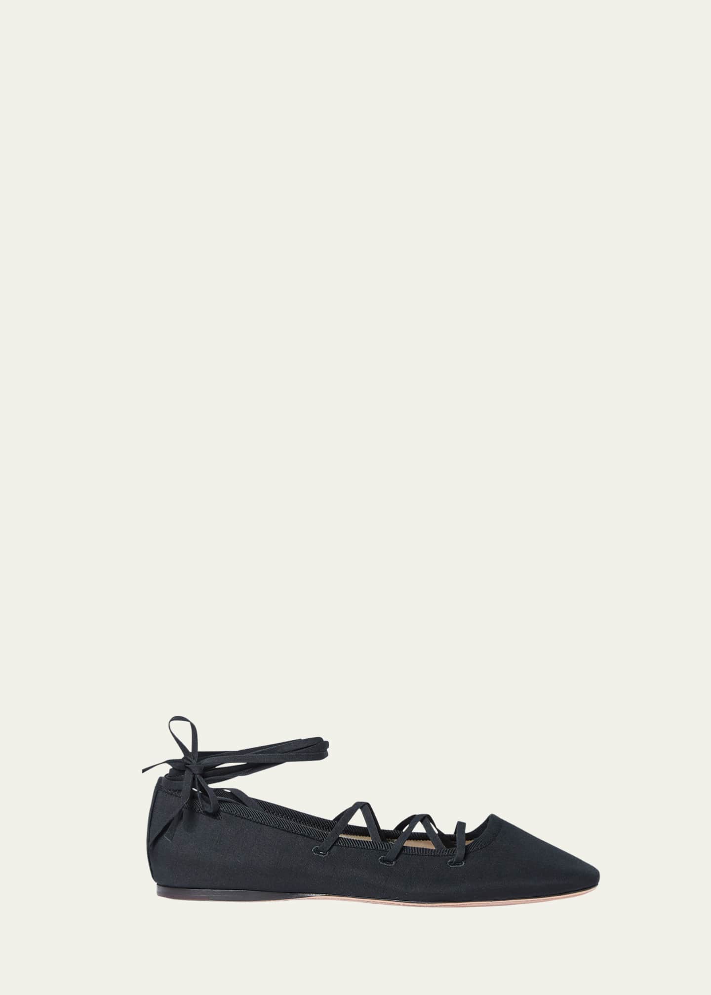 Loeffler Randall Louisa Satin Lace-Up Ballerina Flats