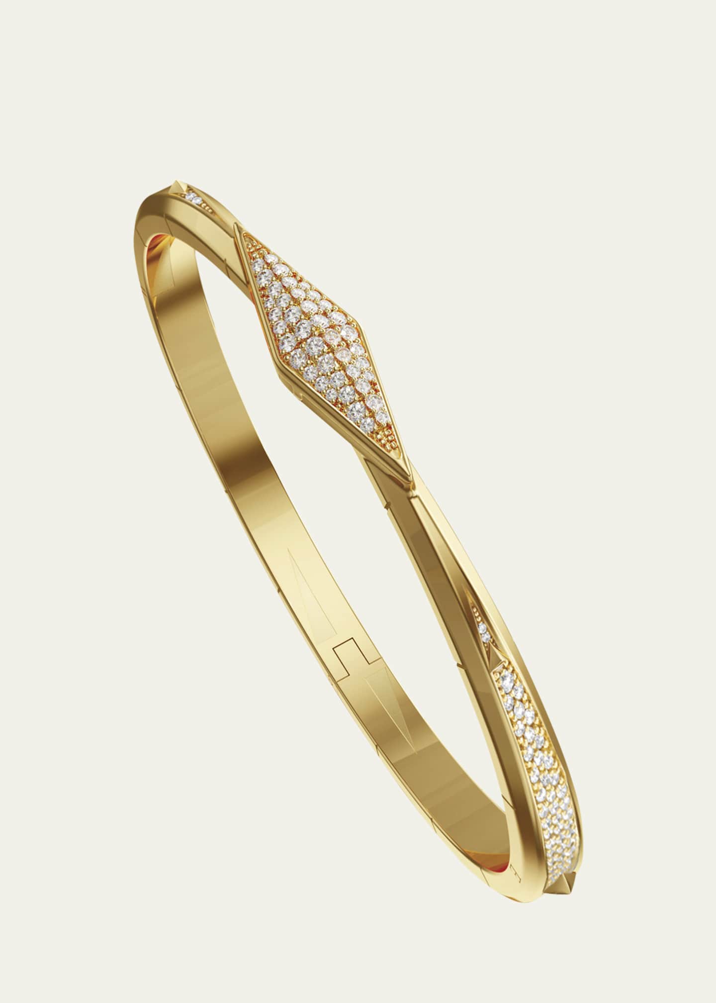 Monica Rich Kosann Points North 18K Yellow Gold Cuff with Pave Diamond Clasp, Large Image 1 of 2