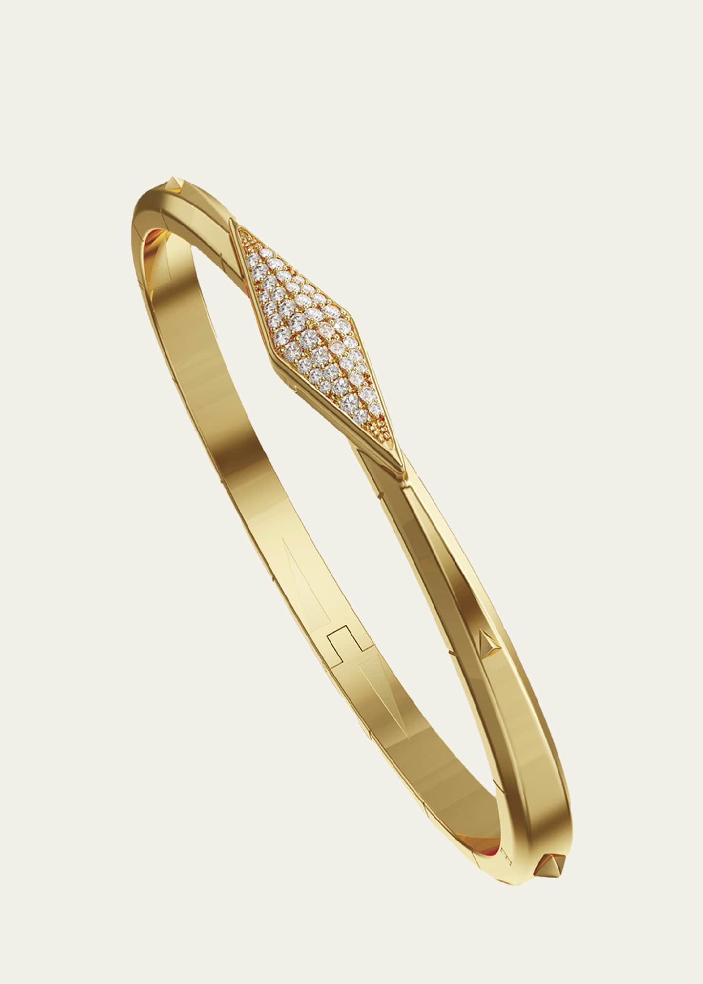 Monica Rich Kosann Points North 18K Yellow Gold Cuff with Pave Diamond Clasp, Medium Image 1 of 2