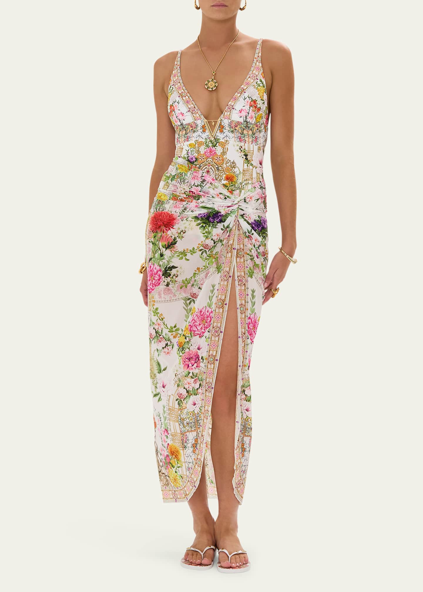 Camilla Egyptian Rose Twist-Front Long Skirt Image 2 of 4