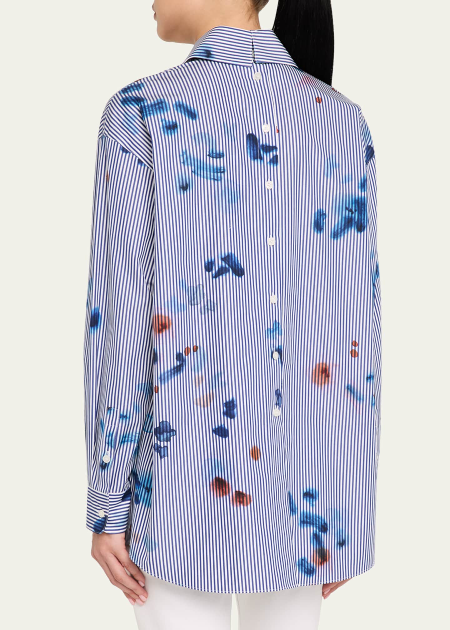Lafayette 148 New York The Portrait Striped Button-Down Cotton Shirt Image 3 of 5