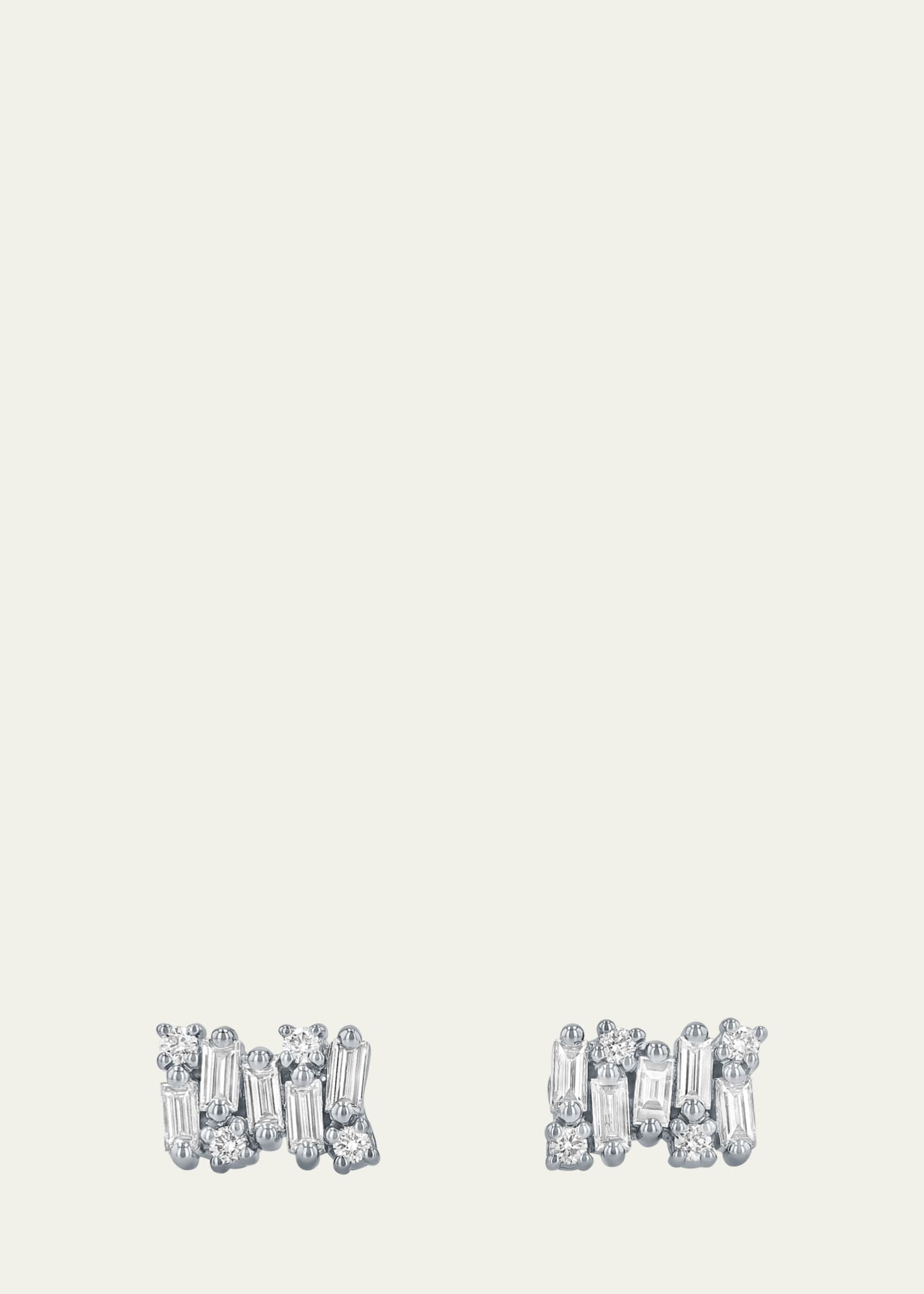 Suzanne Kalan 18K White Gold Fireworks Diamond Post Earrings Image 1 of 2