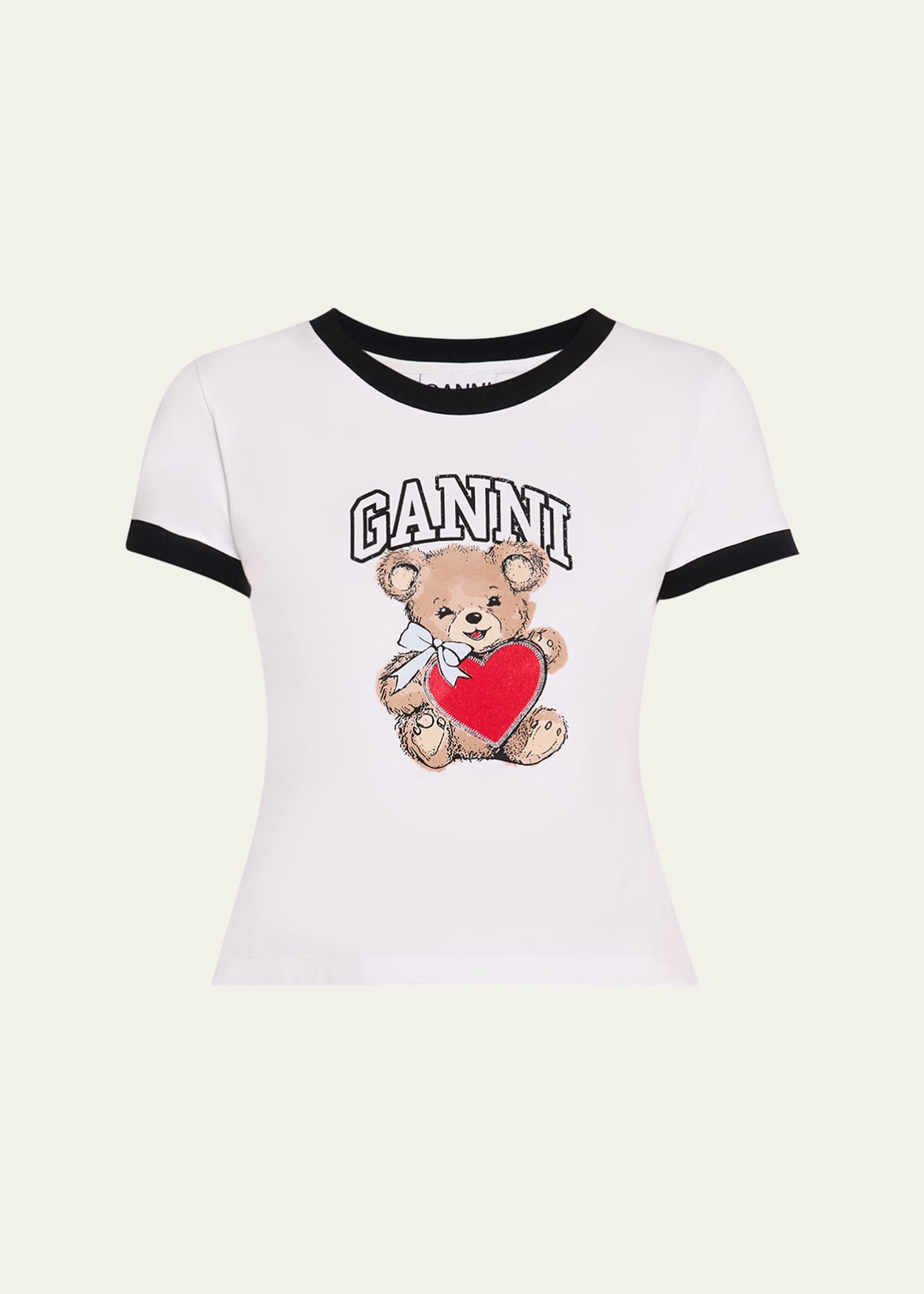 Ganni Basic Jersey Short-Sleeve Bear T-Shirt Image 1 of 5