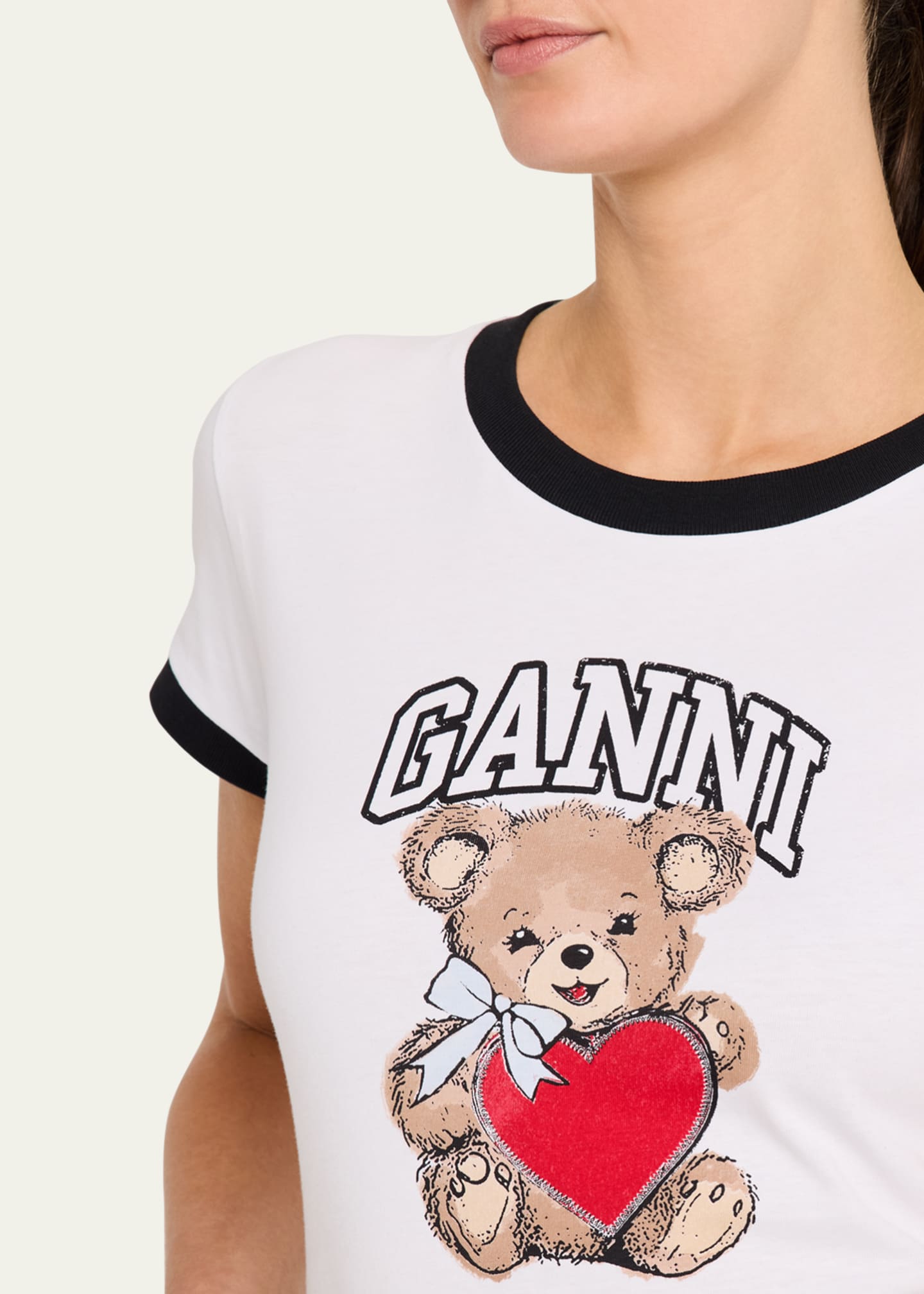 Ganni Basic Jersey Short-Sleeve Bear T-Shirt Image 5 of 5