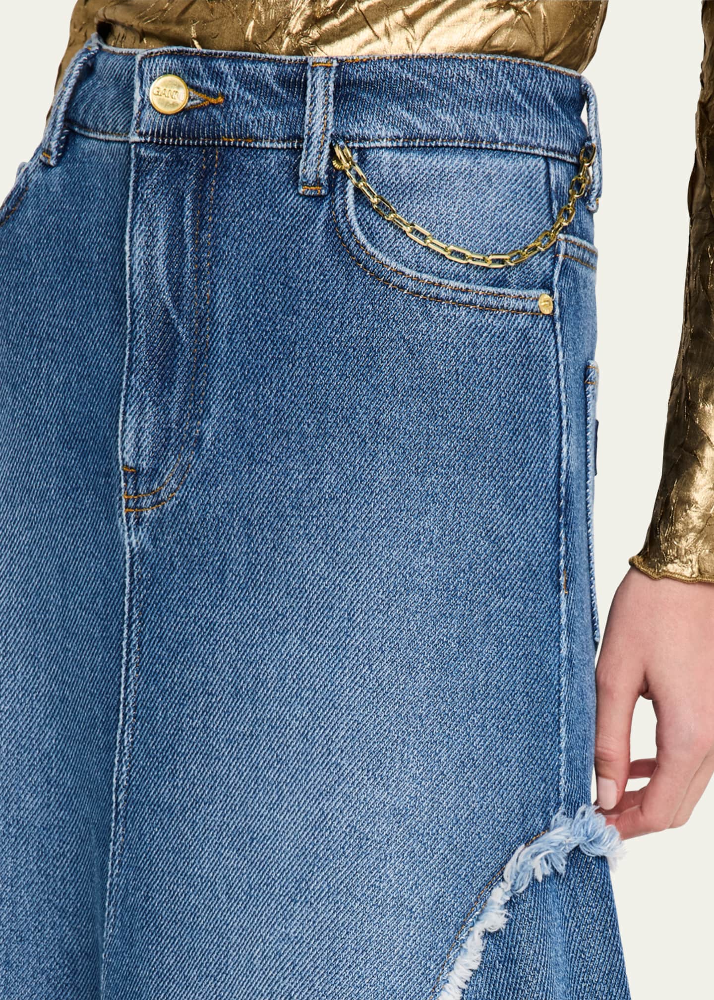 Ganni A-Line Denim Midi Skirt Image 5 of 5