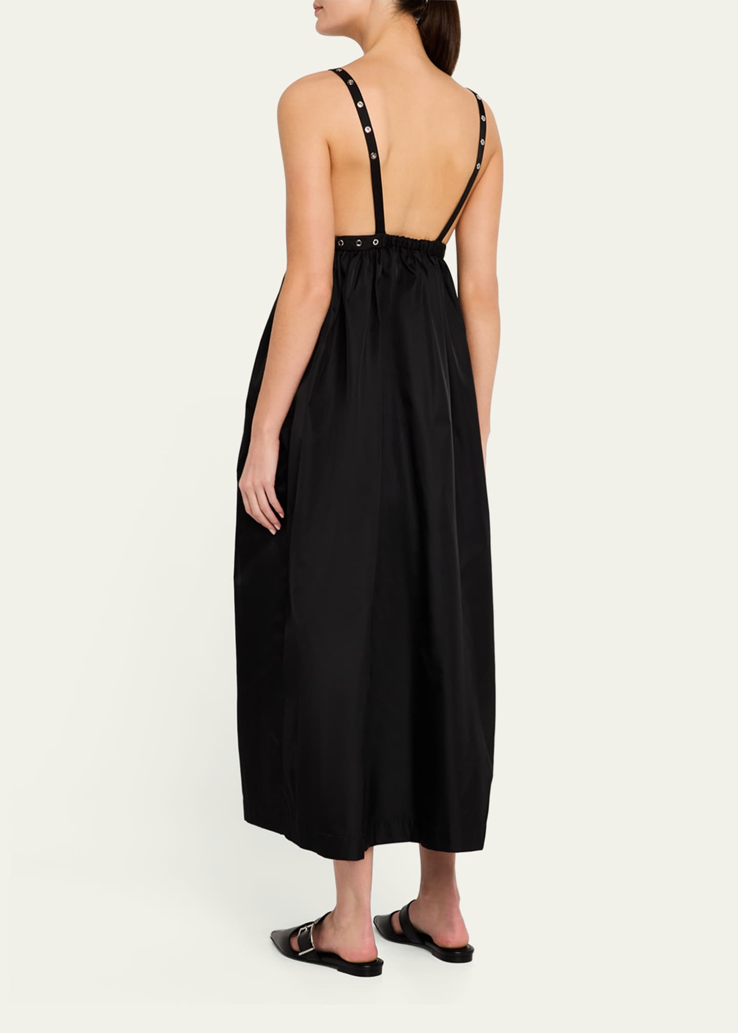 Ganni Sleeveless Plunge Empire Midi Dress Image 3 of 5