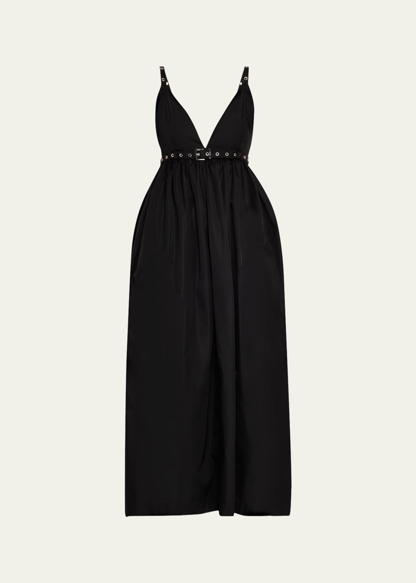 Ganni Sleeveless Plunge Empire Midi Dress Image 1 of 5