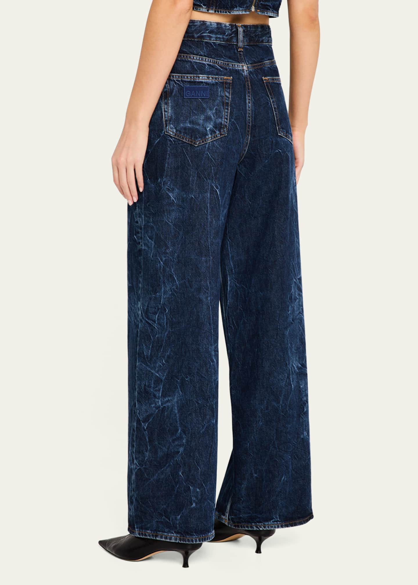 Ganni Crinkled Denim Jeans Image 3 of 5
