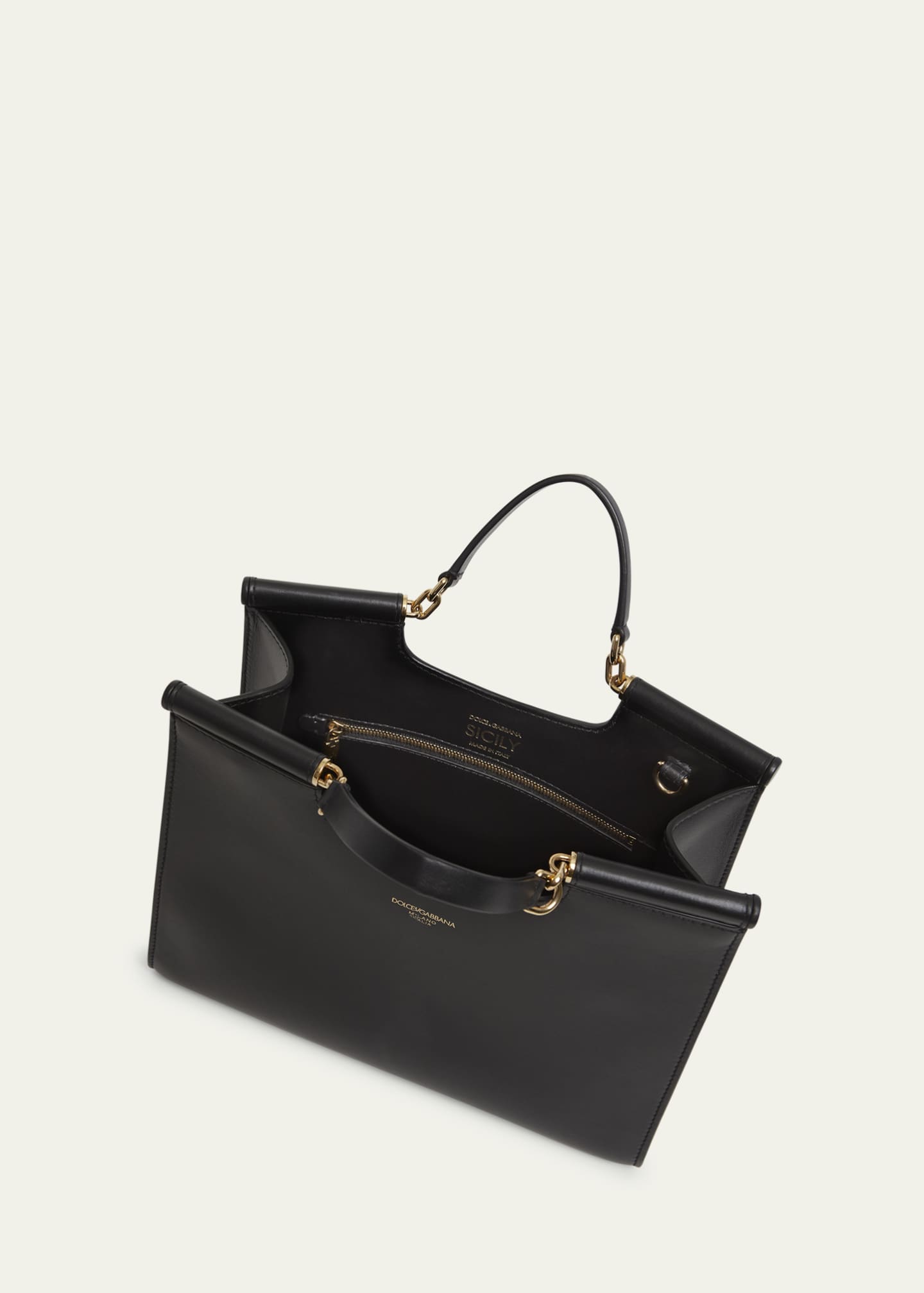 Dolce&Gabbana Sicily Small Leather Shopper Tote Bag Image 4 of 5