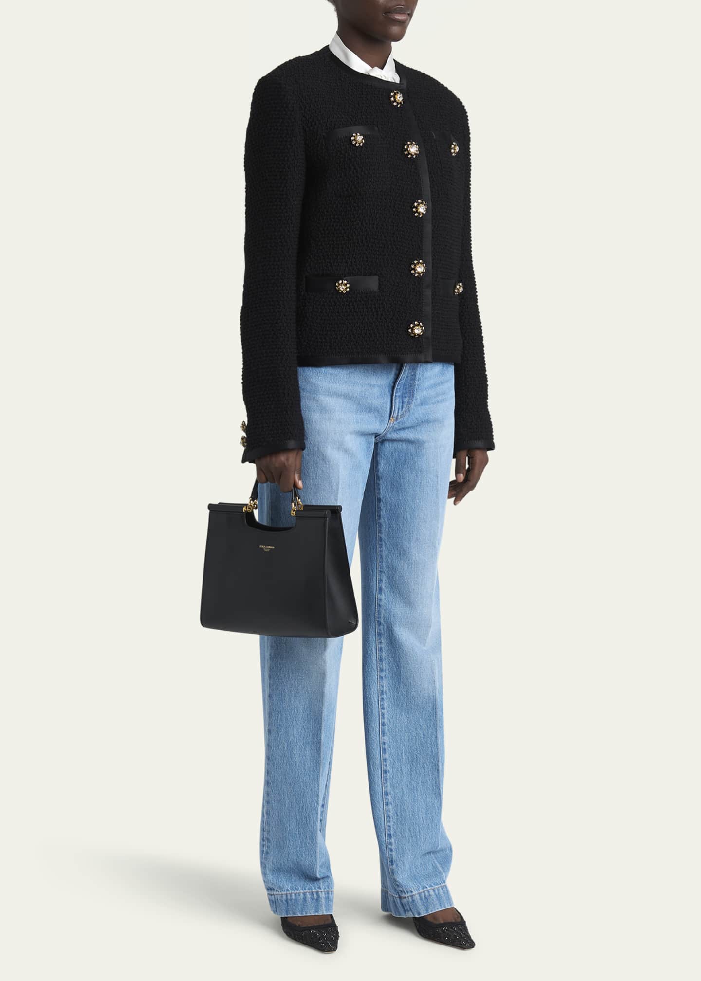 Dolce&Gabbana Sicily Small Leather Shopper Tote Bag Image 5 of 5