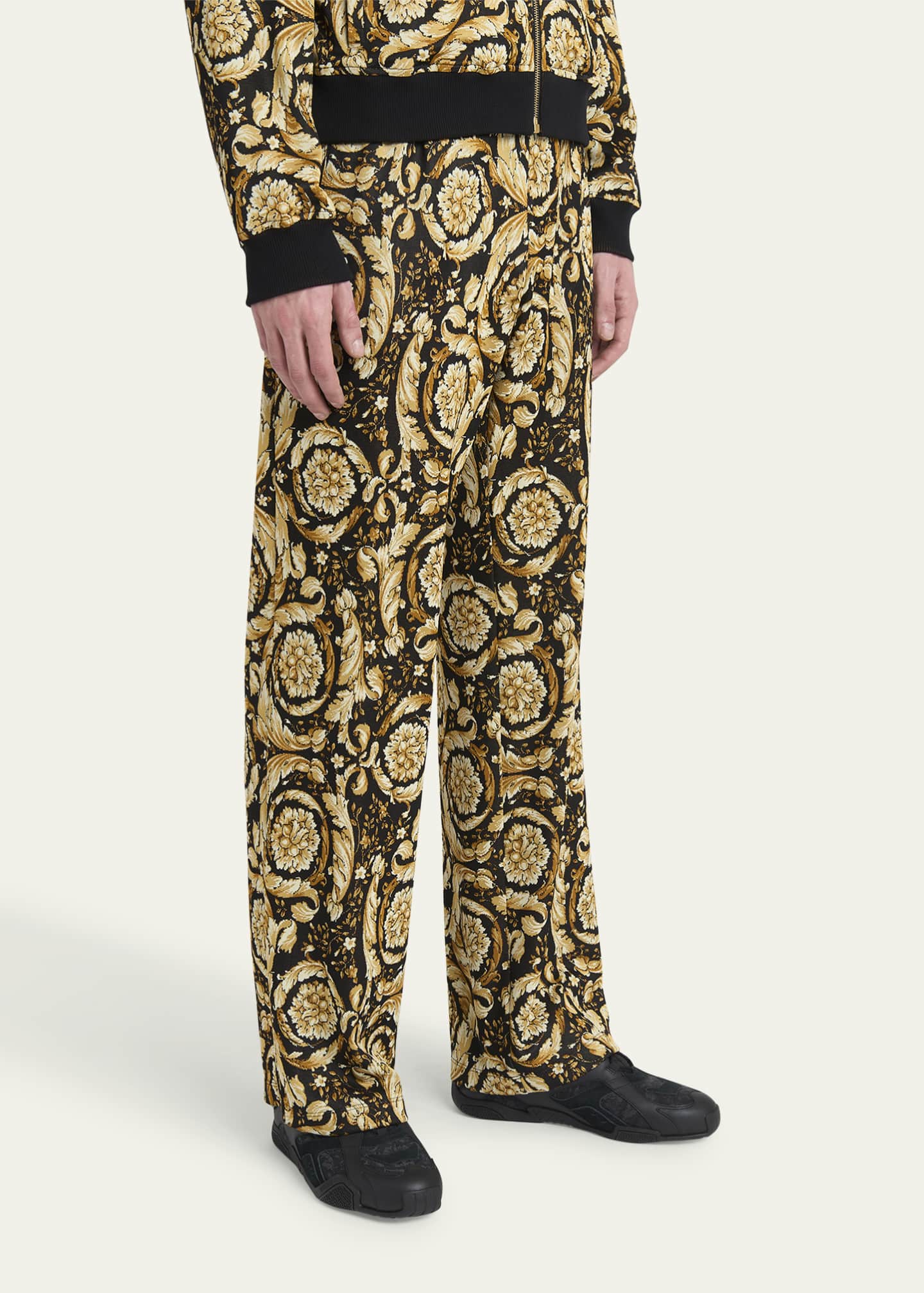 Versace Men's Nylon and Leather Runner Sneakers Image 2 of 6