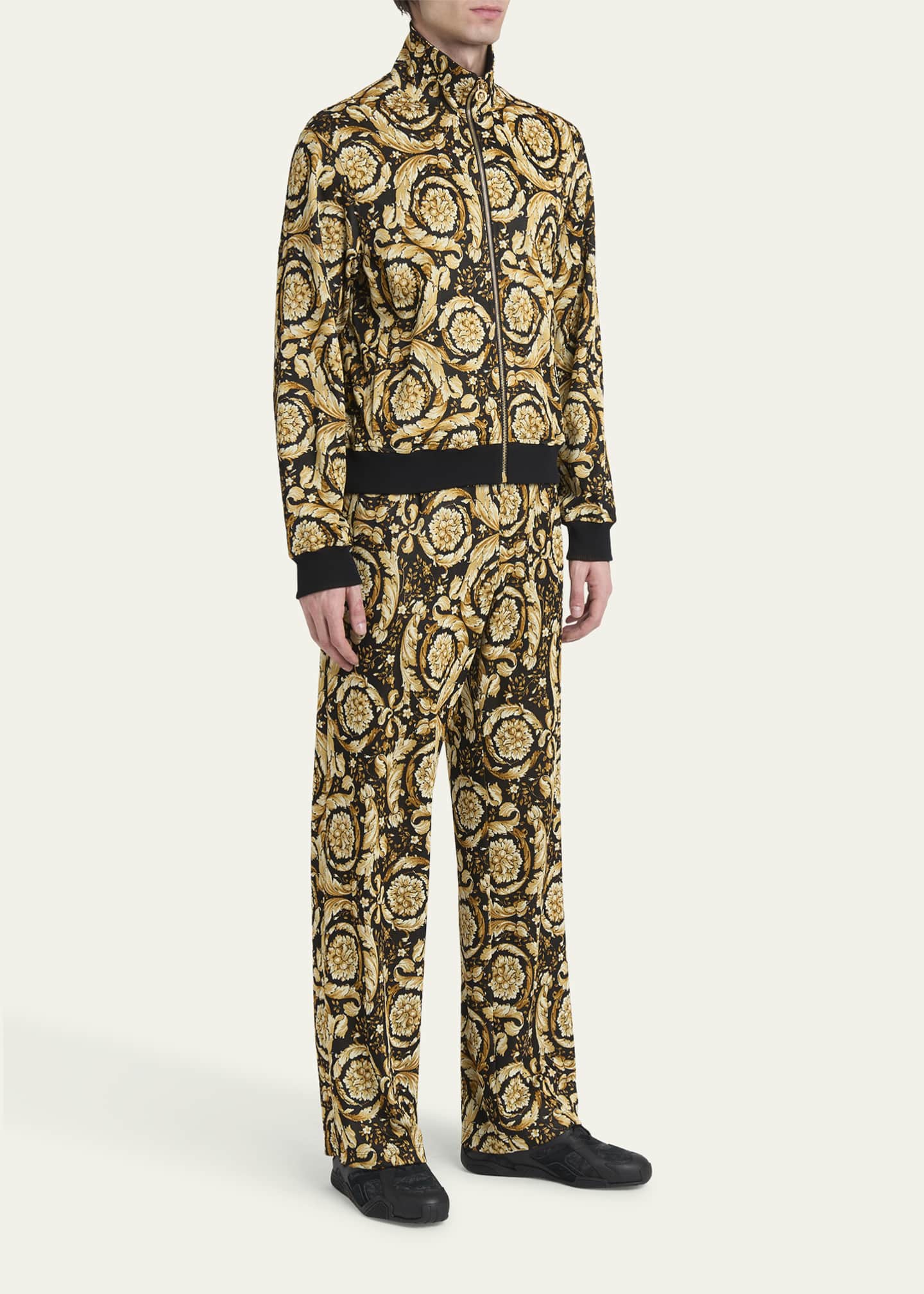Versace Men's Nylon and Leather Runner Sneakers Image 3 of 6