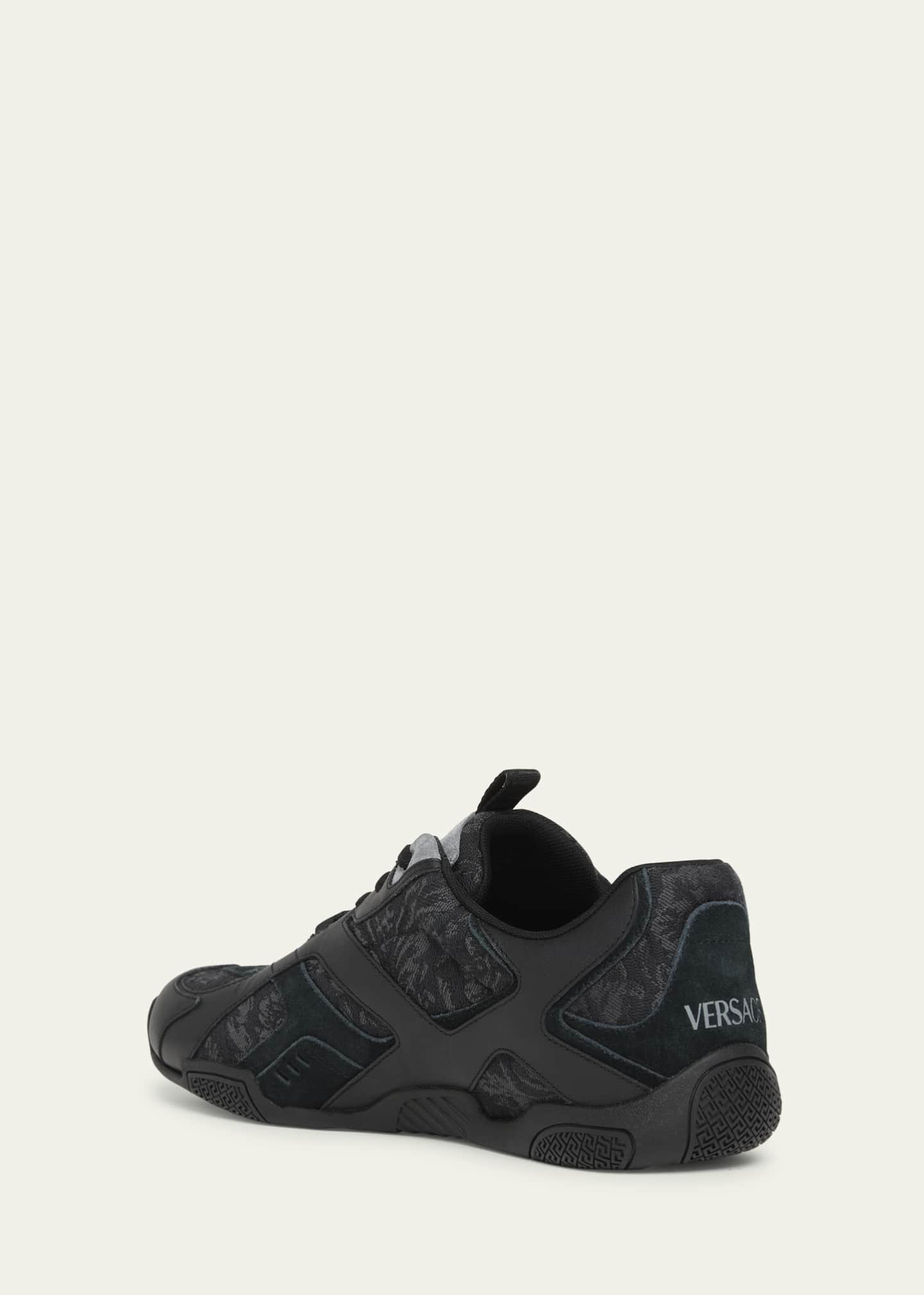 Versace Men's Nylon and Leather Runner Sneakers Image 4 of 6