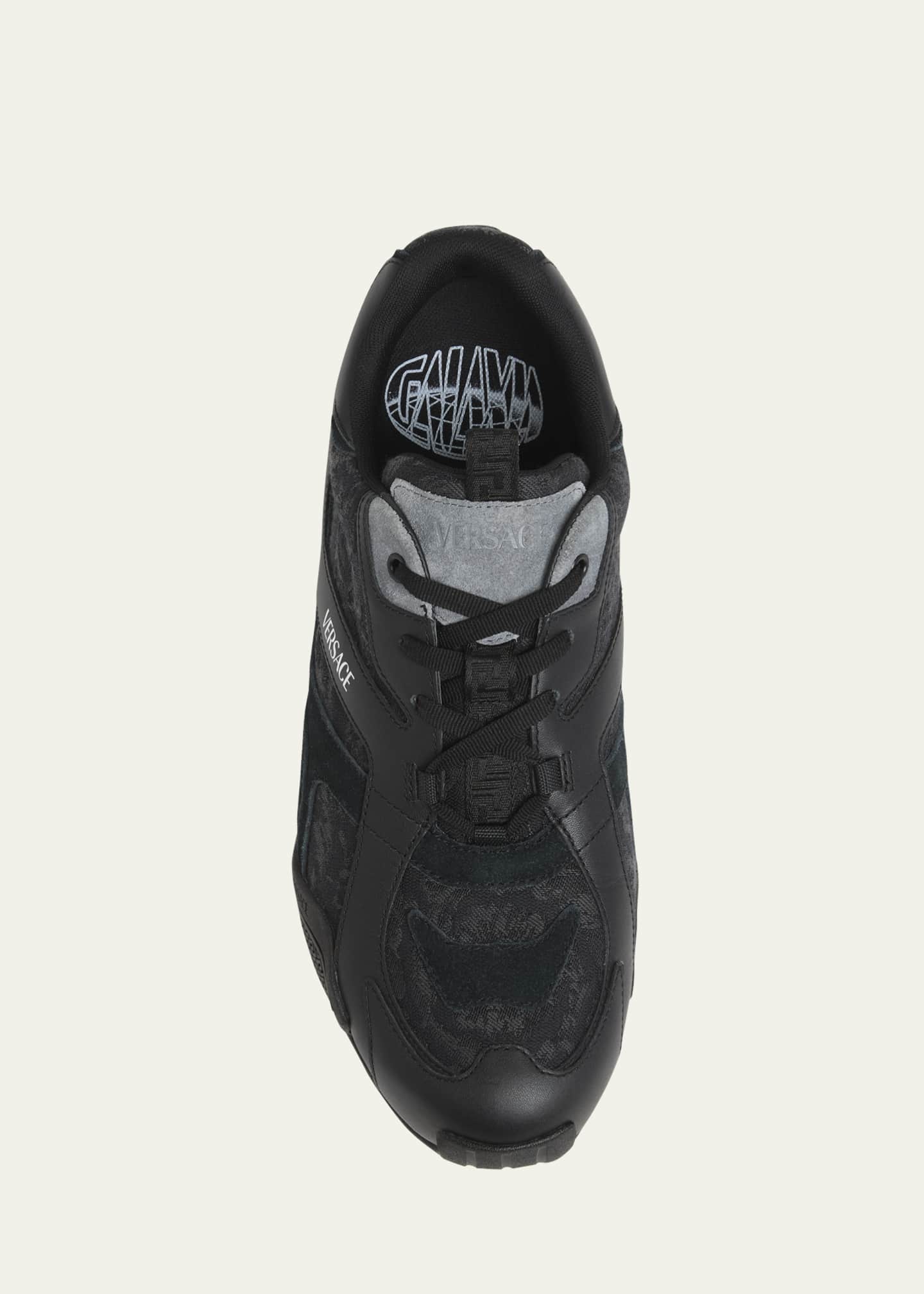 Versace Men's Nylon and Leather Runner Sneakers Image 6 of 6