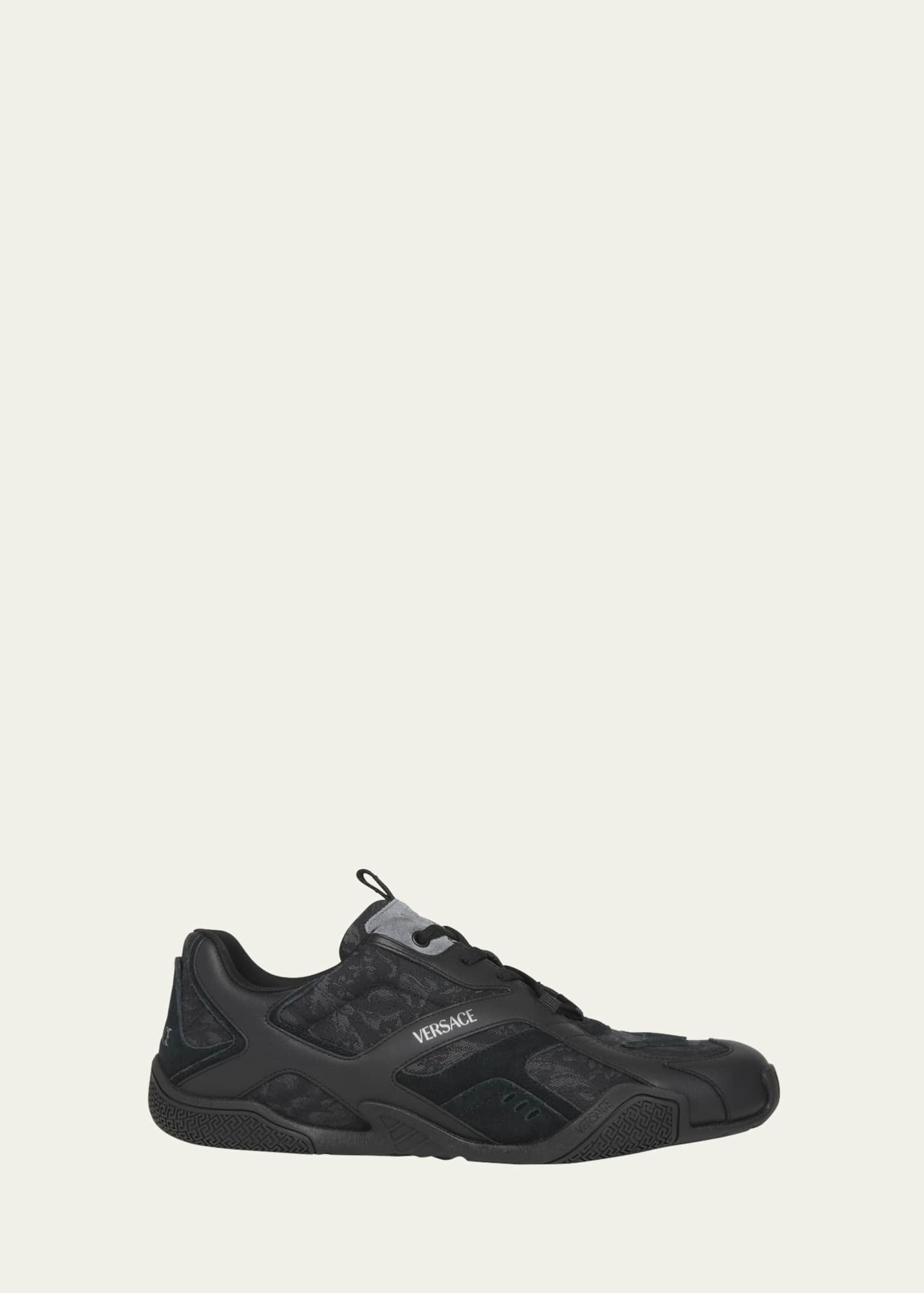 Versace Men's Nylon and Leather Runner Sneakers Image 1 of 6