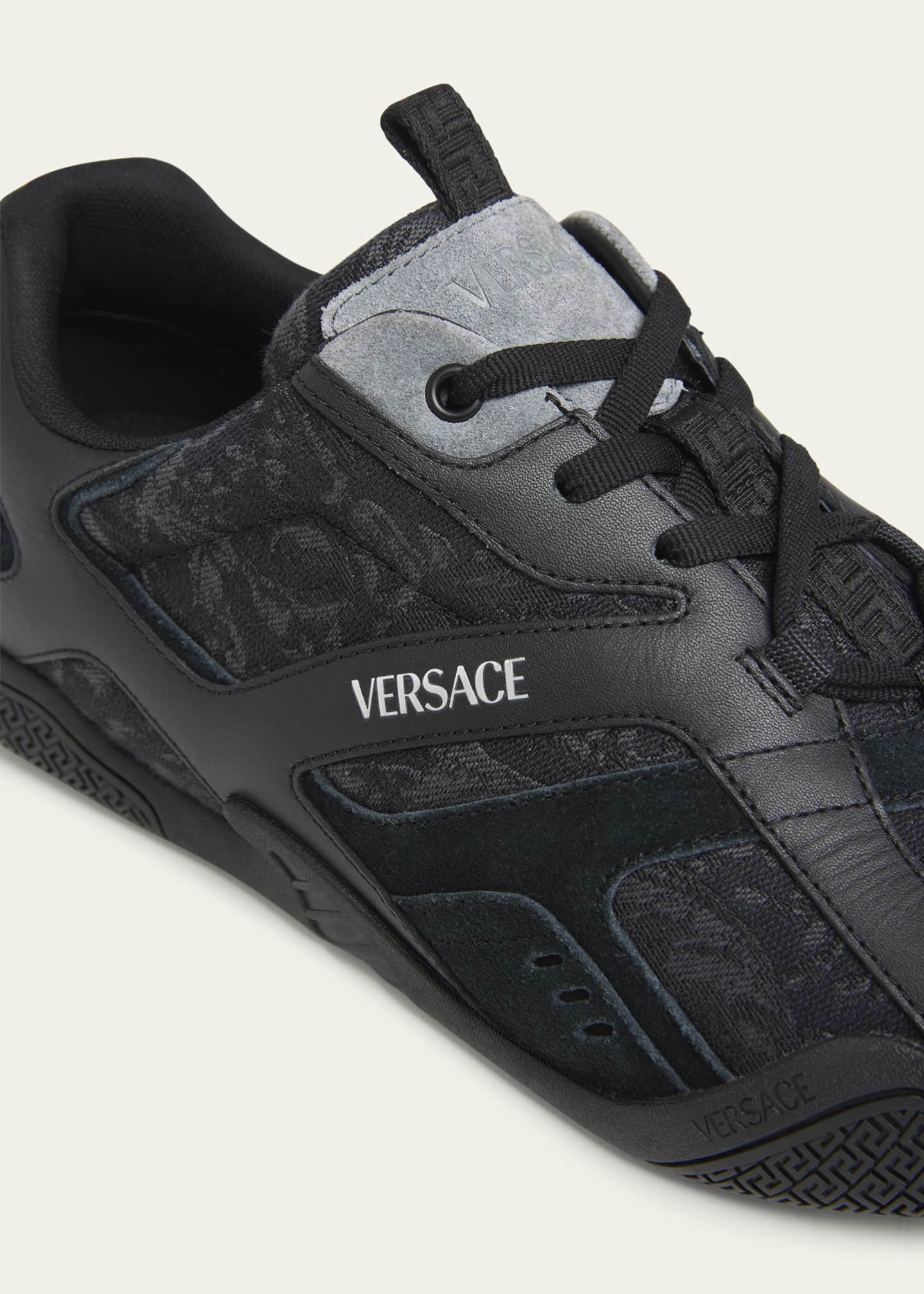 Versace Men's Nylon and Leather Runner Sneakers Image 5 of 6